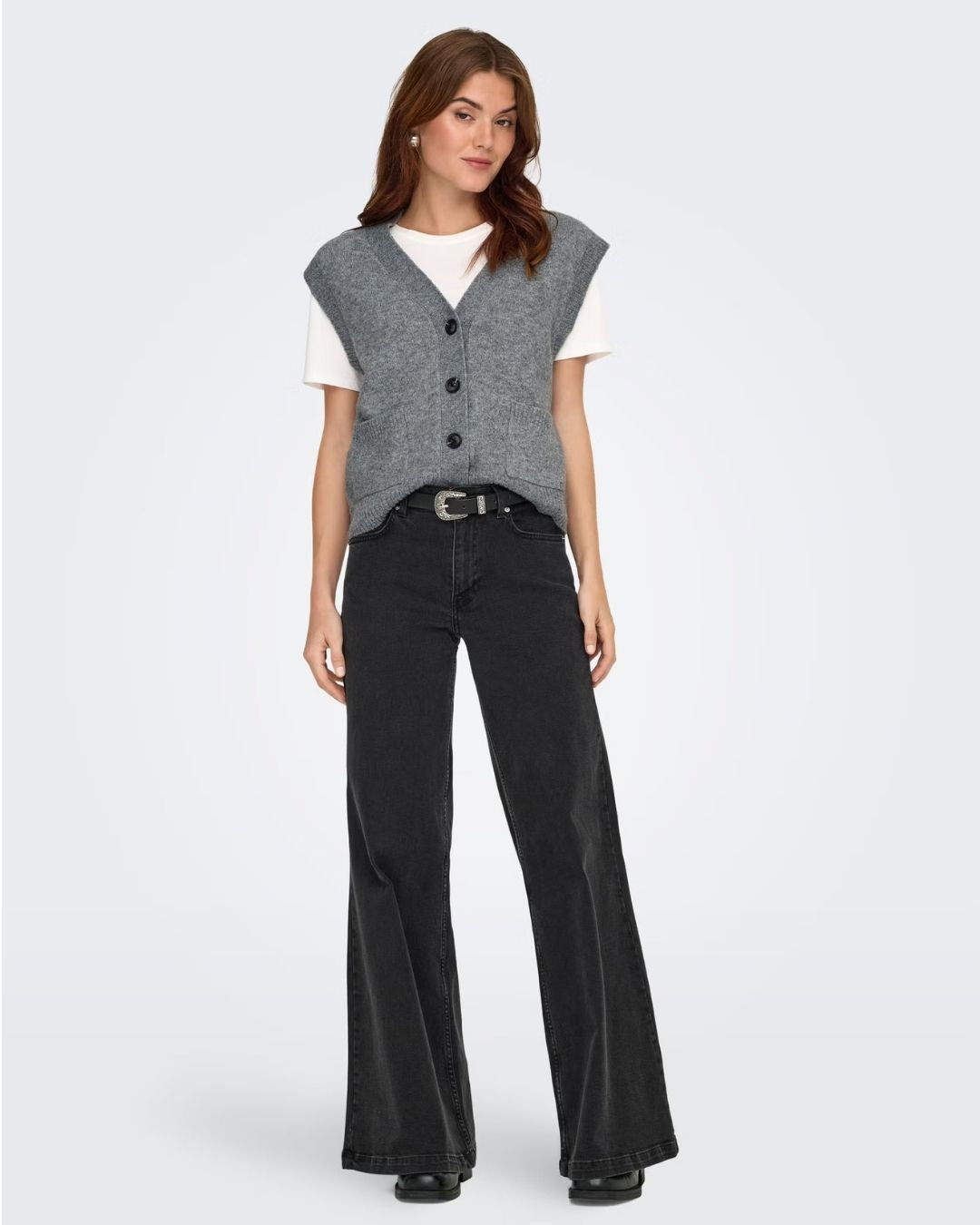 Cardigan Donna Grigio Medium Grey Melange 15354100 Medium Grey Melange JACQUELINE DE YONG