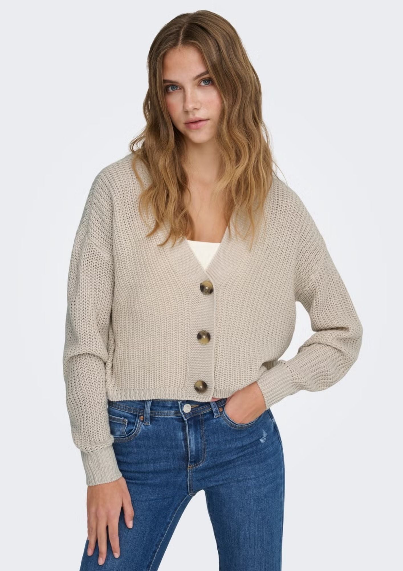 Only Cardigan Donna Carol Grigio Pomice 15211521 Pumice Stone ONLY
