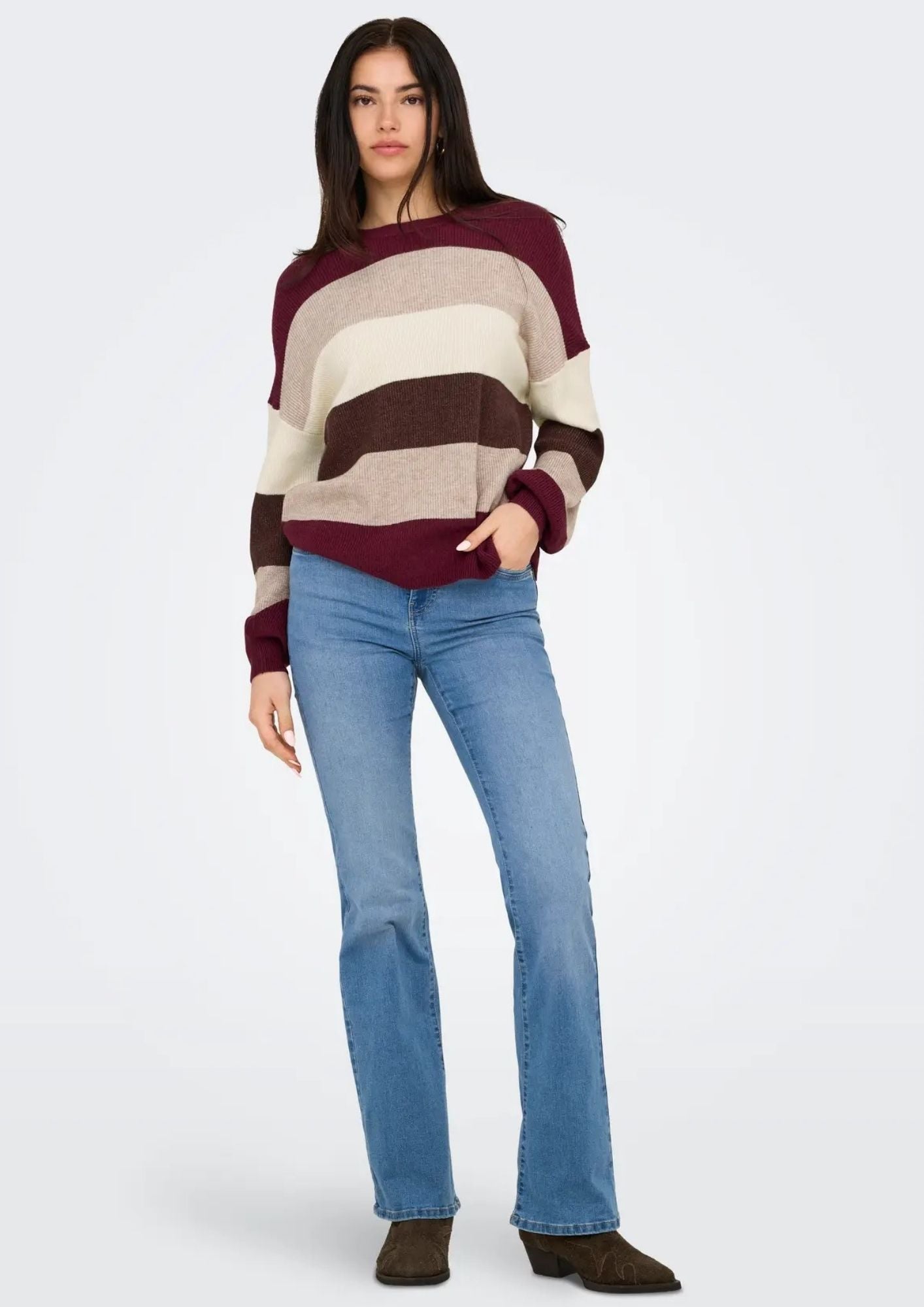 Only Pullover Donna Atia Viola 15220044 Zinfandel W. WhitecapGray ONLY