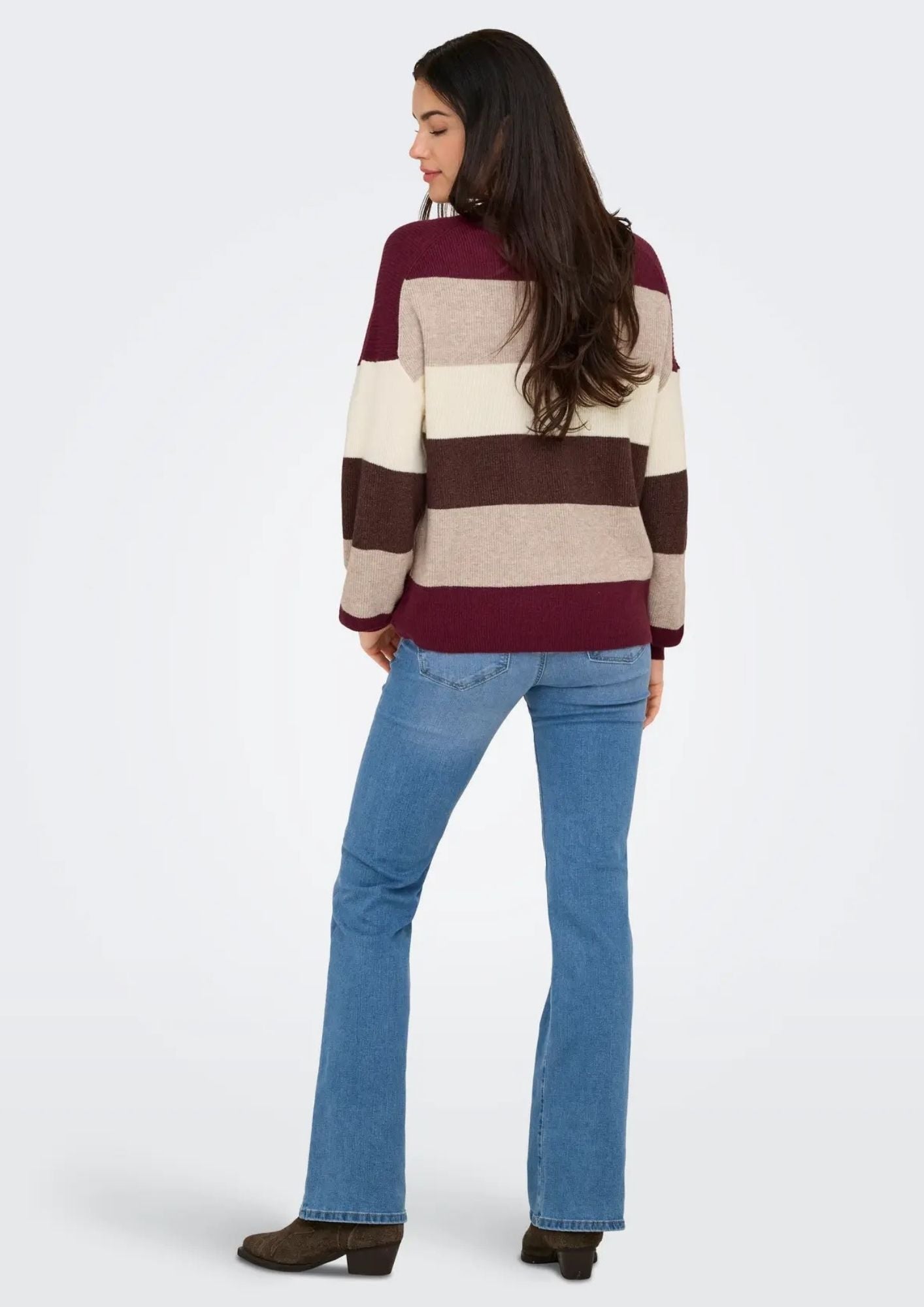 Only Pullover Donna Atia Viola 15220044 Zinfandel W. WhitecapGray ONLY