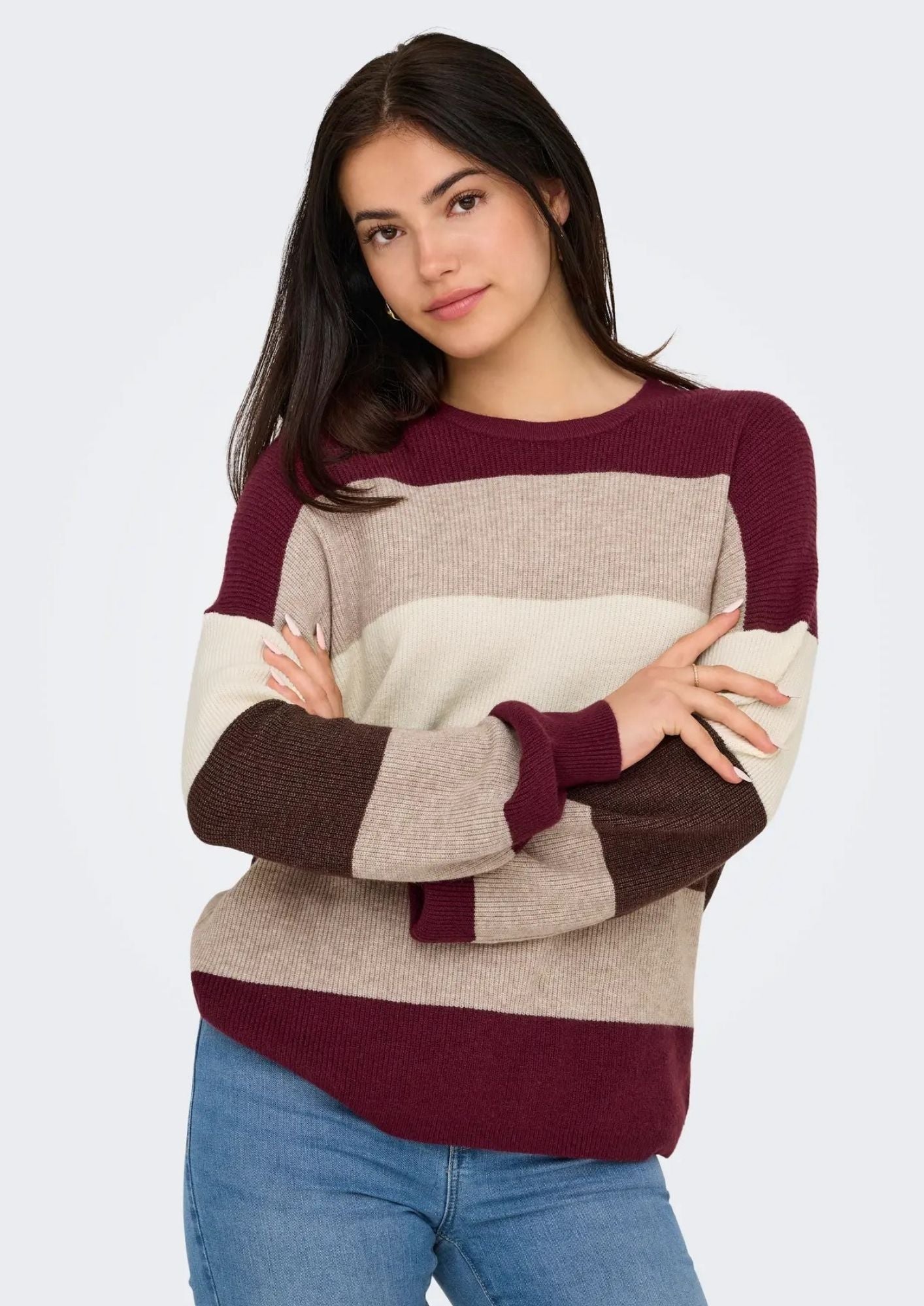 Only Pullover Donna Atia Viola 15220044 Zinfandel W. WhitecapGray ONLY