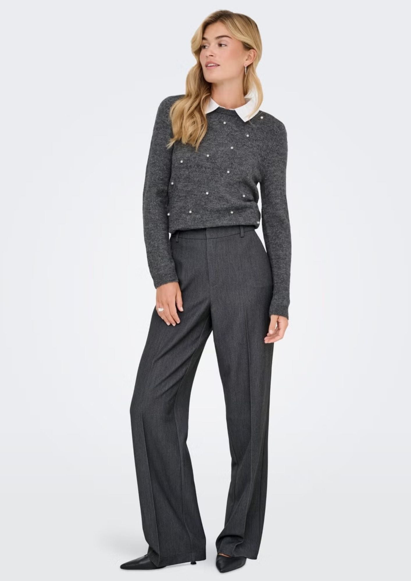 Only Pantalone Donna Hattie Grigio Scuro 15318089 Dark Grey Melange ONLY