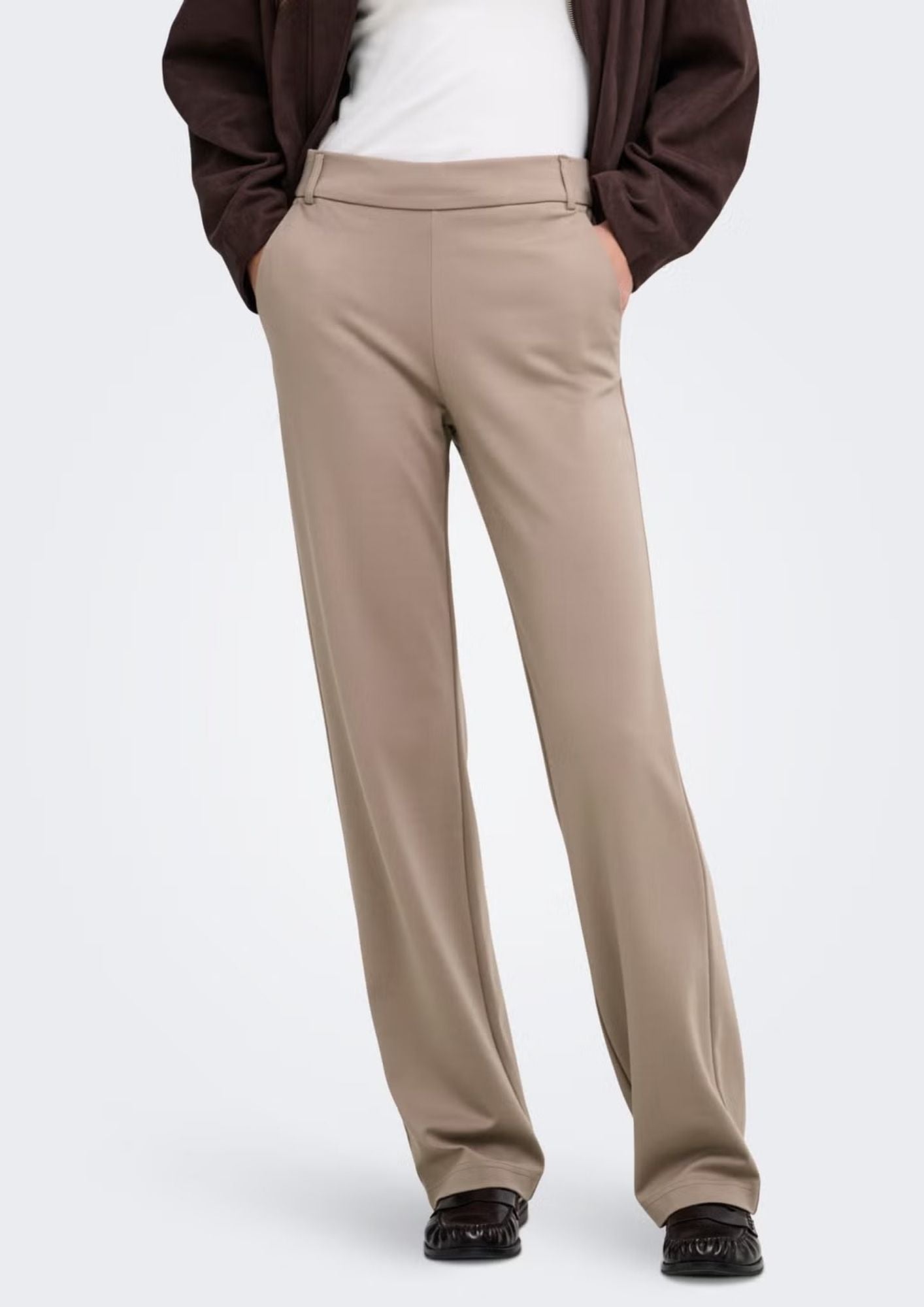 Only Pantalone Donna Poptrash Grigio Tortora 15341829 Taupe Gray ONLY