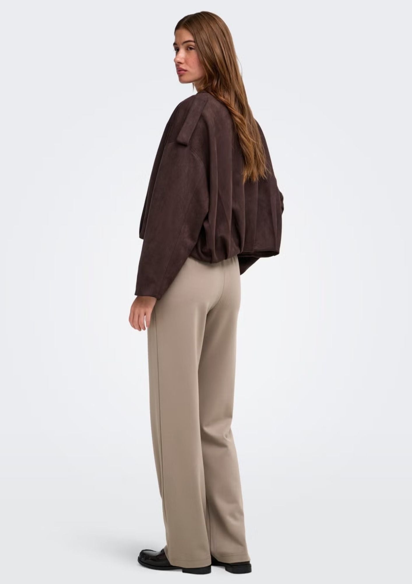 Only Pantalone Donna Poptrash Grigio Tortora 15341829 Taupe Gray ONLY
