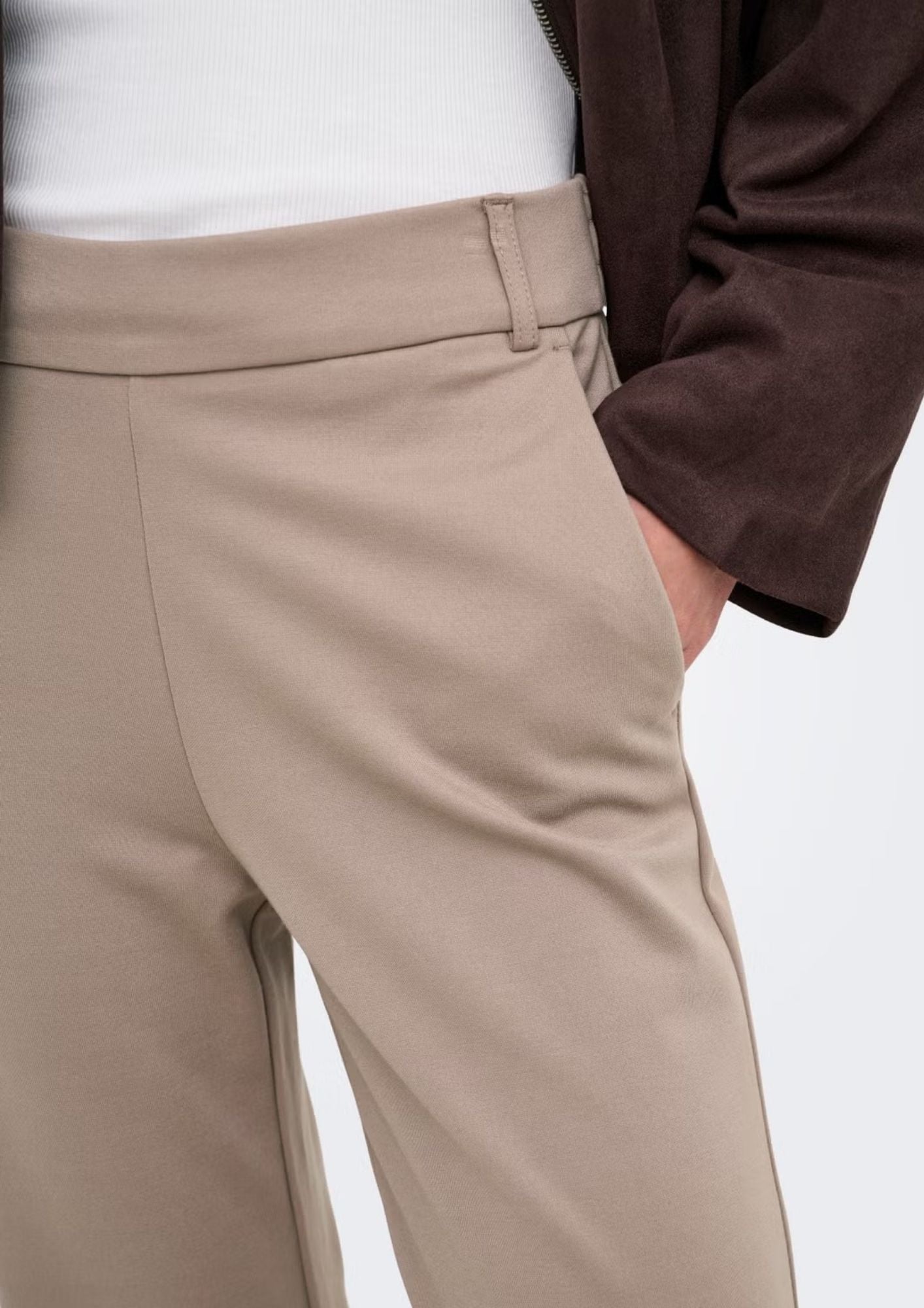 Only Pantalone Donna Poptrash Grigio Tortora 15341829 Taupe Gray ONLY