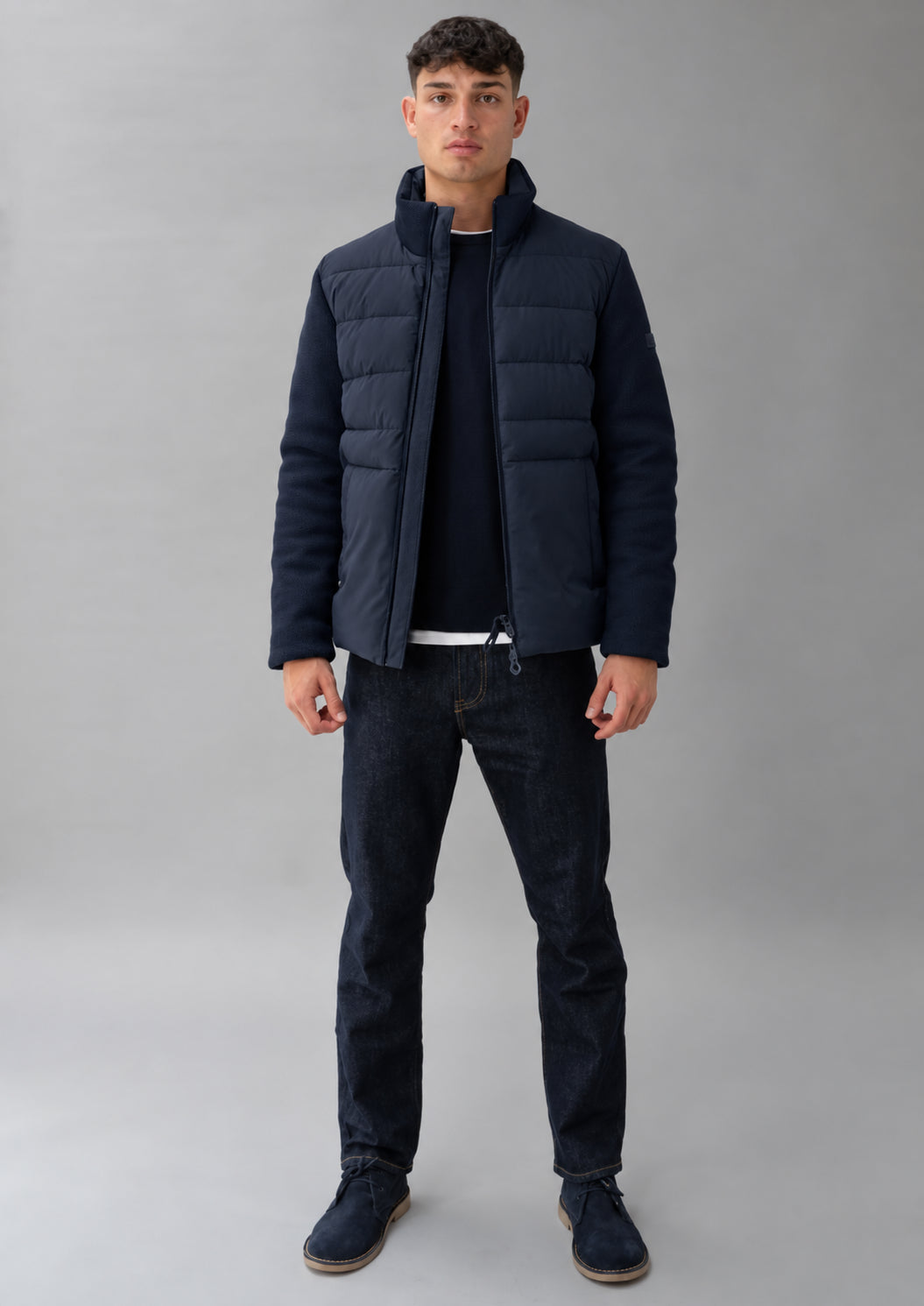 Giubbino corto realizzato in mix & match Jhonny 26 Blu Navy RIMA362J F0056 888 RIHUNIK