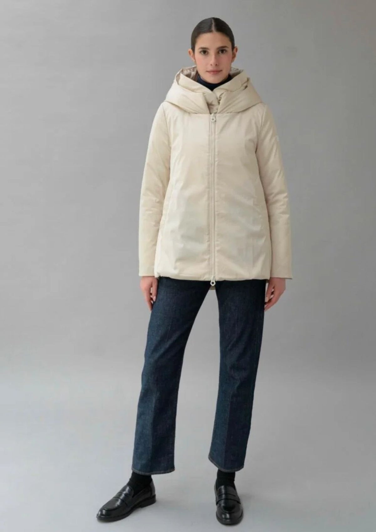 Capospalla non trapuntato e imbottito Lovisa Satin 26 Avorio RIW555J F0085 146 RIHUNIK