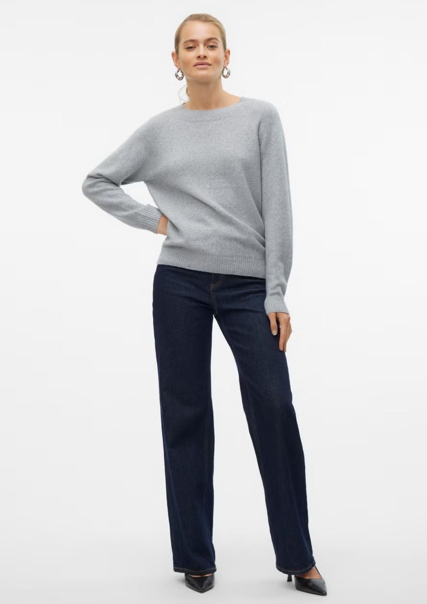 Vero Moda Pullover Donna Doffy Grigio 10201022 Light Grey Melange VERO MODA