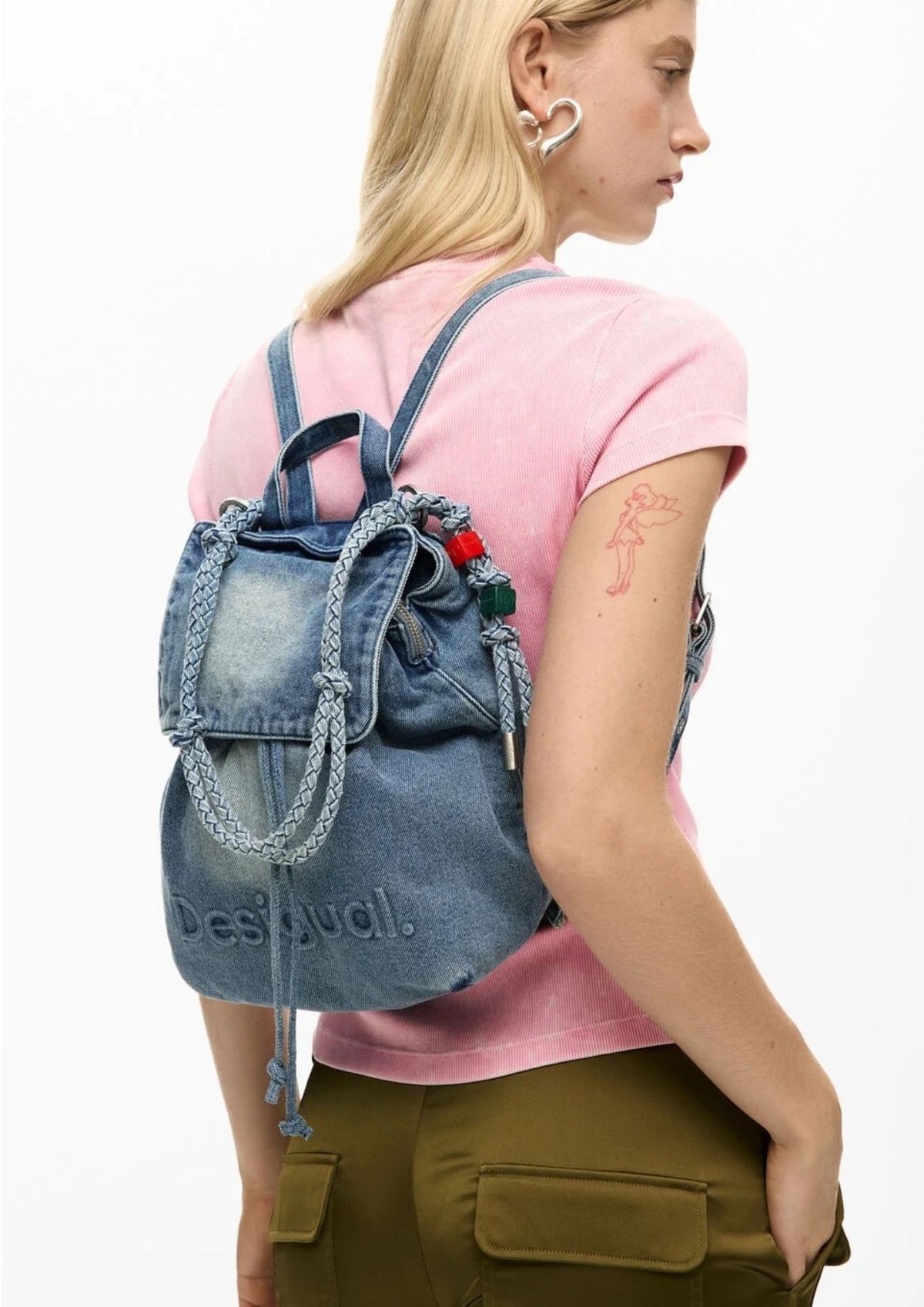Desigual Zaino Donna Backhalf Logo Denim Luena Mini Denim Chiaro 26SAKD07 5005 DESIGUAL