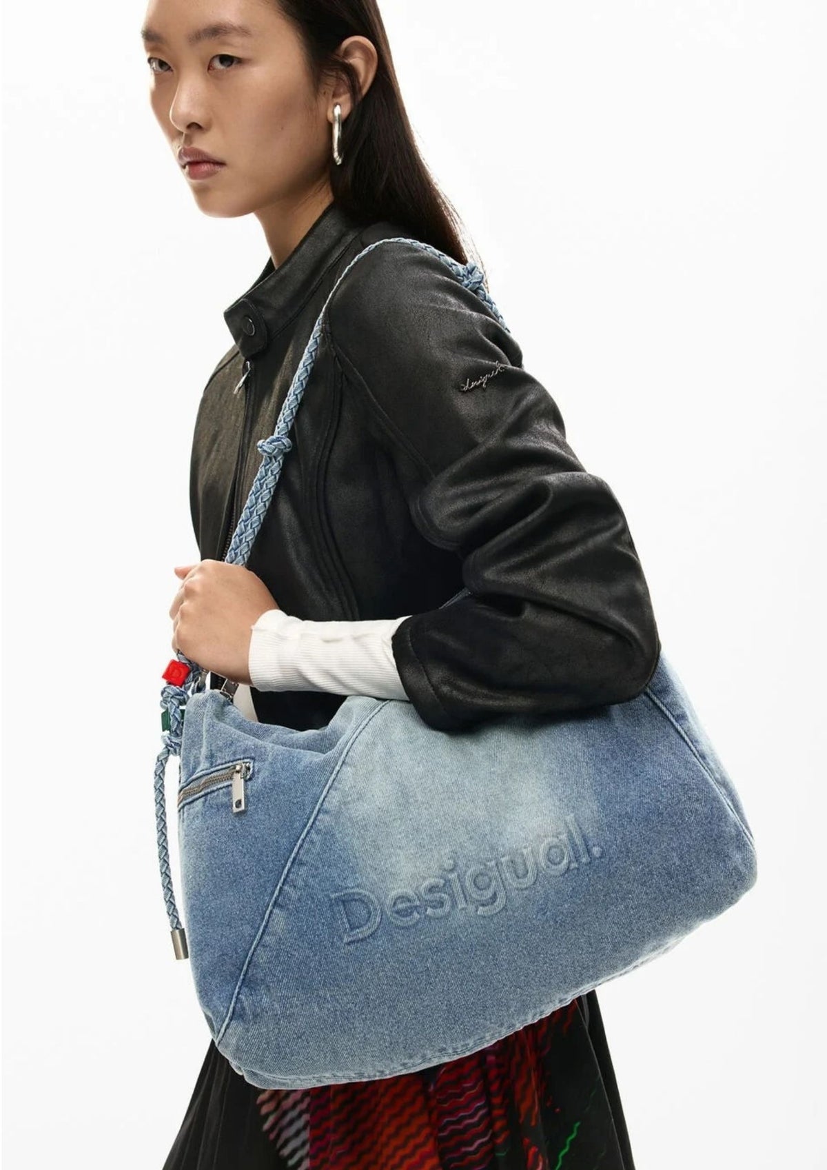 Desigual Borsa Donna Bag Half Logo Denim Leiria 2.0 Demin Chiaro 26SAXD27 5005 DESIGUAL