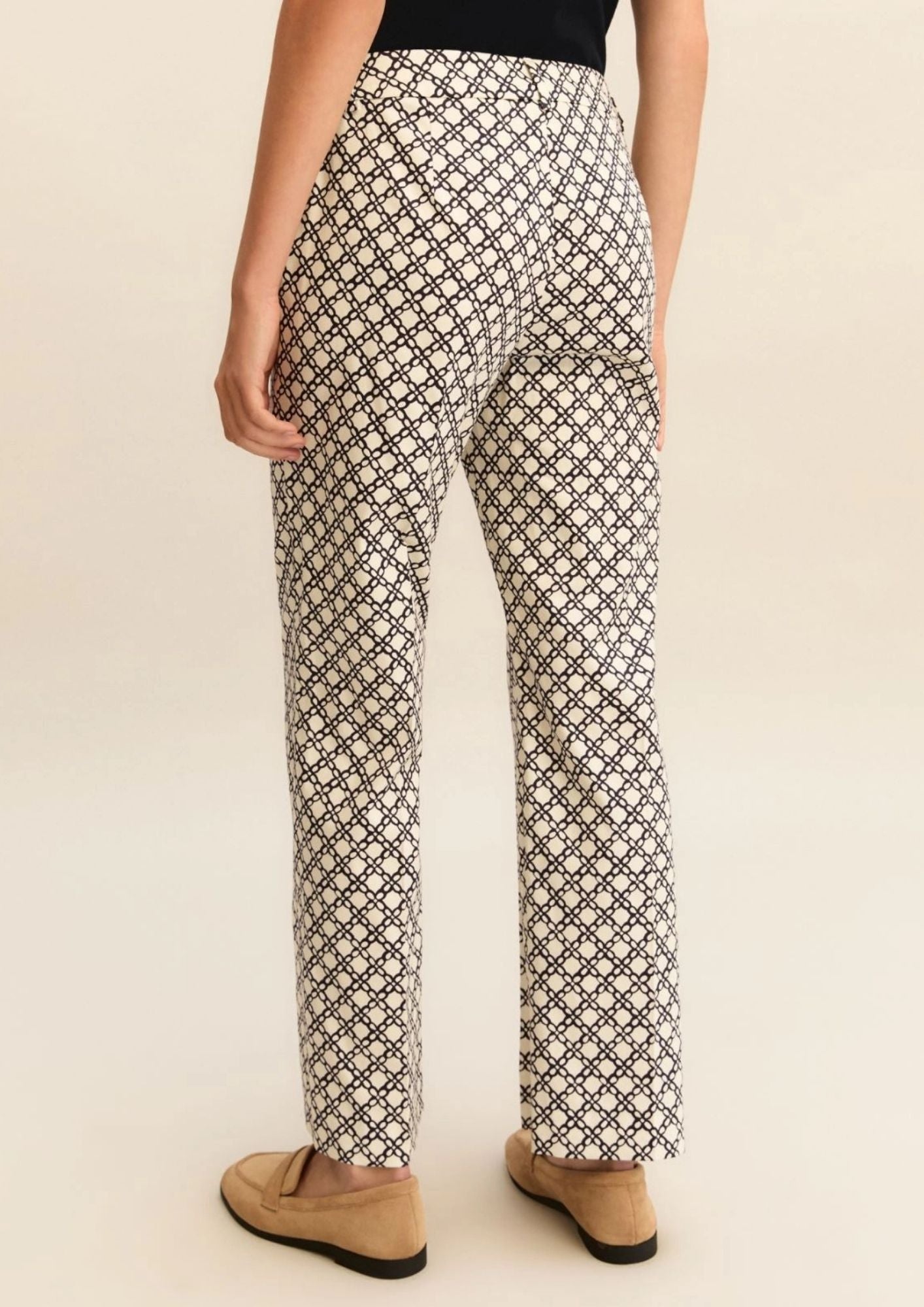 Emme Marella Pantalone Donna Emmclassi Bianco Lana FAntasia Geometrica 2615131201200 001 EMME MARELLA