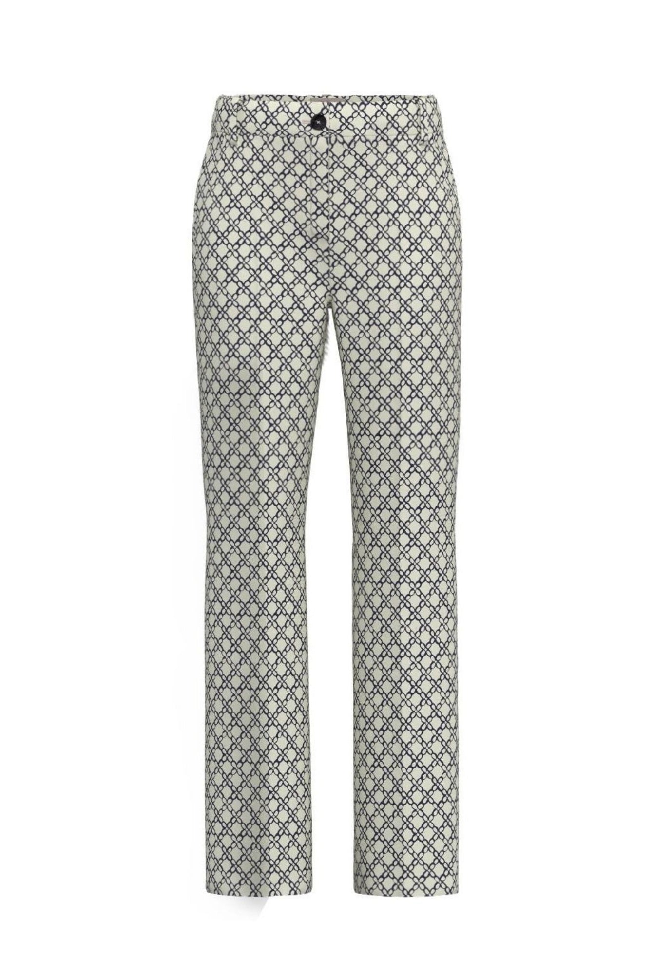 Emme Marella Pantalone Donna Emmclassi Bianco Lana FAntasia Geometrica 2615131201200 001 EMME MARELLA