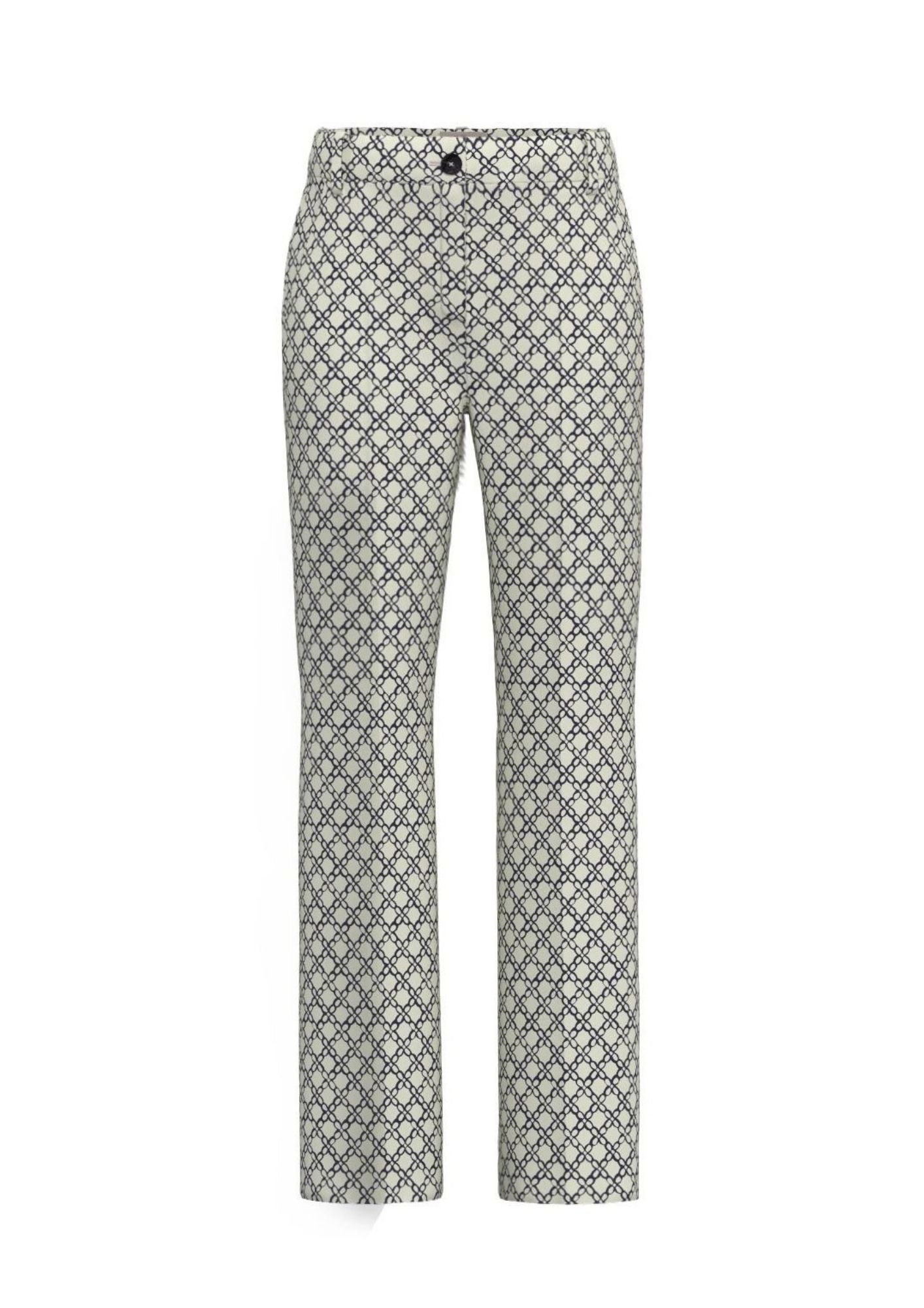 Emme Marella Pantalone Donna Emmclassi Bianco Lana FAntasia Geometrica 2615131201200 001 EMME MARELLA