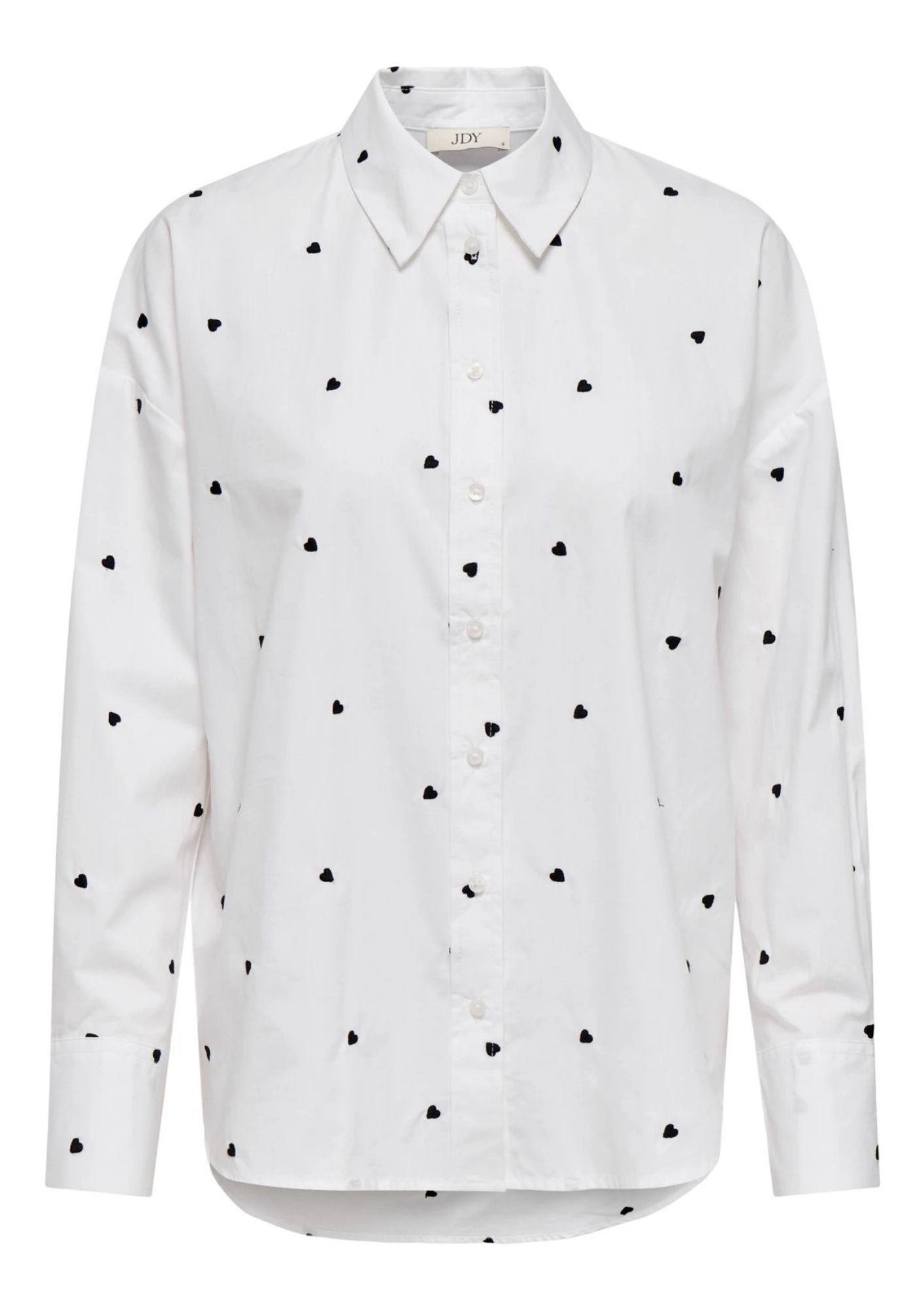 Jacqueline De Yong Camicia Donna Nelly Bianca Cuori Neri 15330490 White BLACK HEART JACQUELINE DE YONG