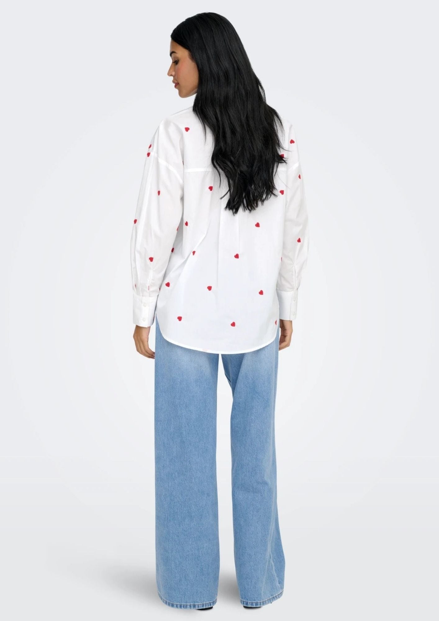 Jacqueline De Yong Camicia Donna Nelly Bianca Cuori Rossi 15330490 White HEART EMBROIDERY JACQUELINE DE YONG