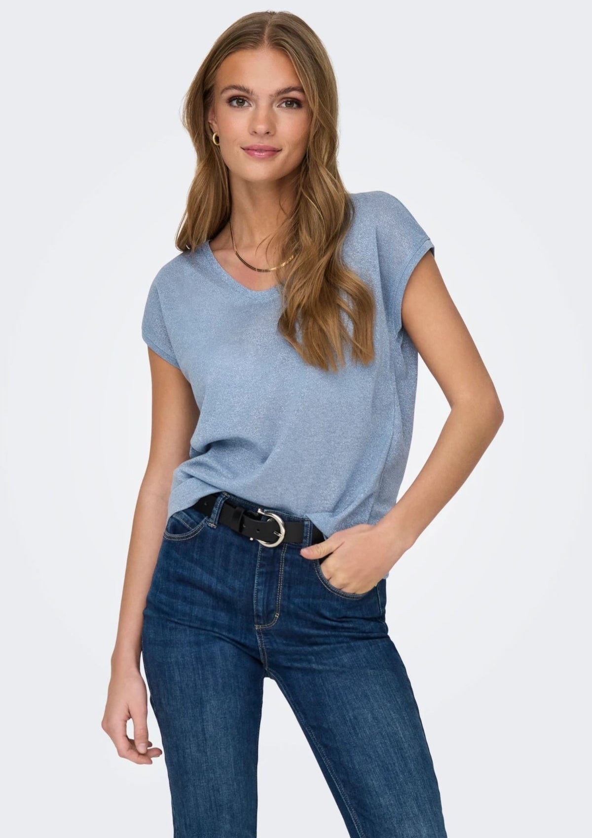Top Only Donna Silvery Azzurro 15136069 Halogen Blue ONLY