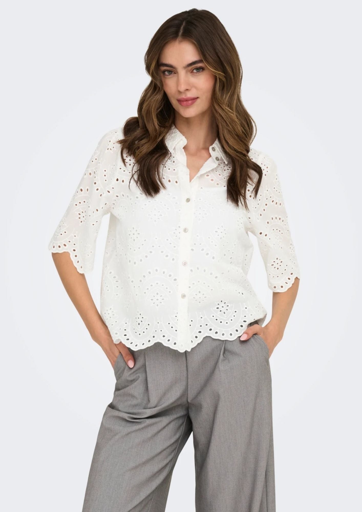 Only Camicia Donna Valais Bianco 15351106 Cloud Dancer ONLY