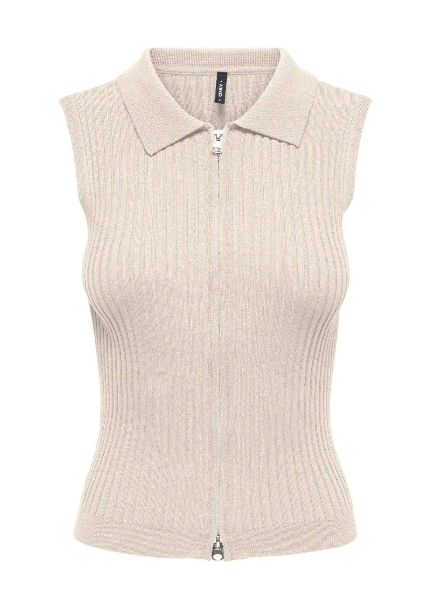 Only Cardigan Donna Meddi Bianco Betulla 15364749 Birch Silver Zip ONLY