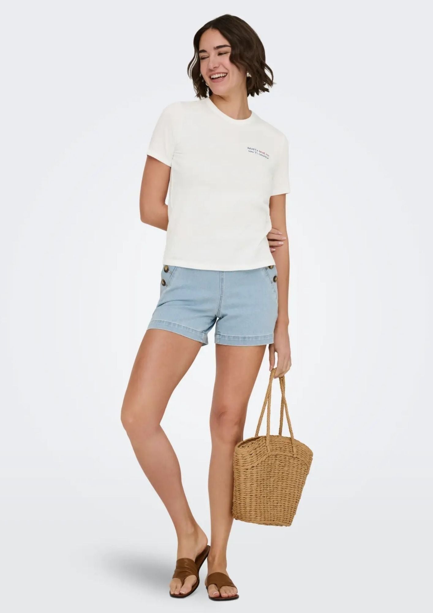 Only T-Shirt Donna Mira Bianca 15368637 Cloud Dancer ONLY