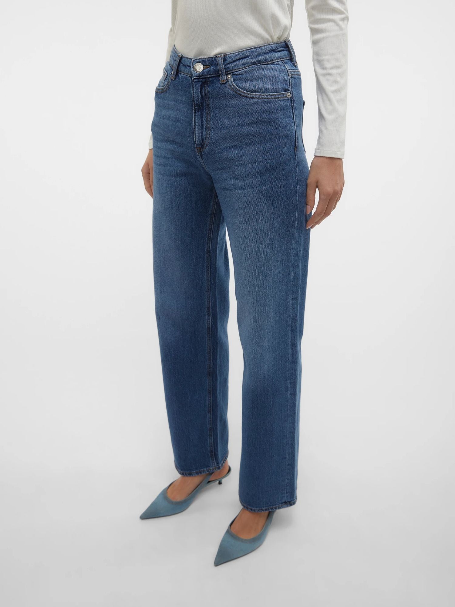 Vero Moda Jeans Donna Vita Alta Wide Fit Medium Blue VMTessa 10308153 Medium Blue Denim VERO MODA