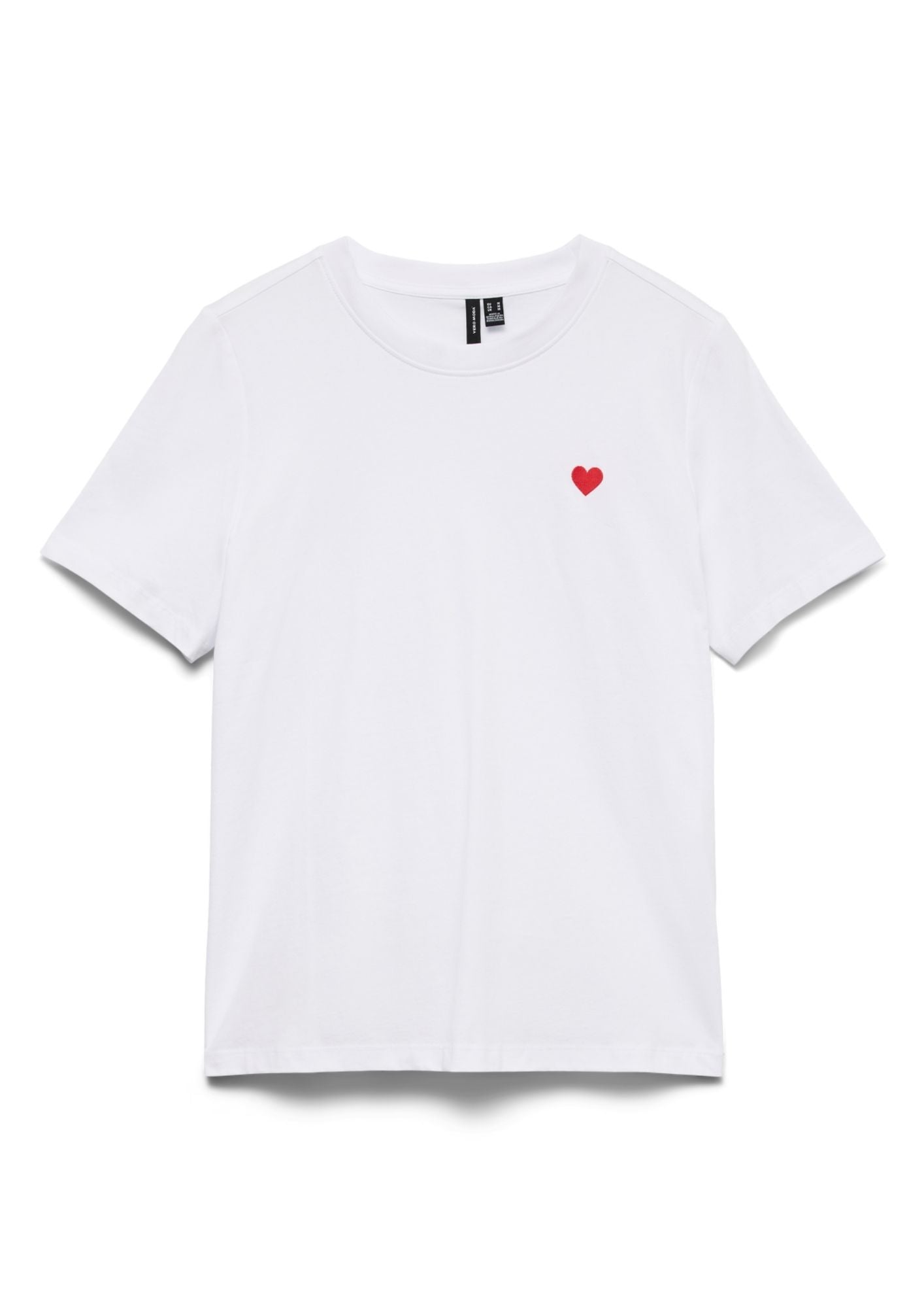 Vero Moda T-Shirt Donna Paulina Bianca Con Cuore Rosso 10316991 Bright White Red Heart VERO MODA