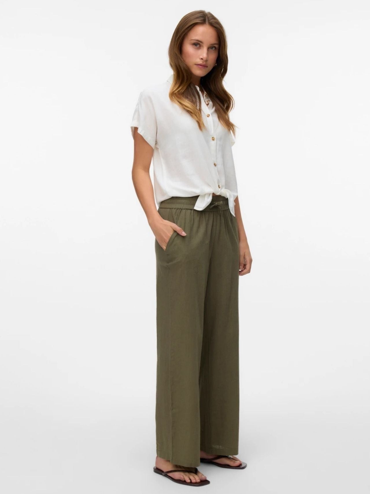 Vero Moda Pantalone Donna Caia Verde 10333796 Deep Lichen Green VERO MODA