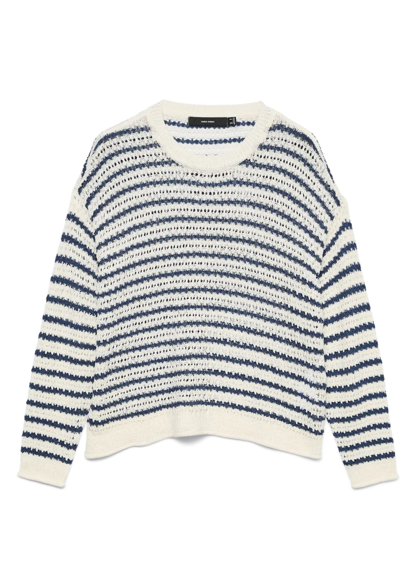 Vero Moda Pullover Donna Charlene Grigio Betulla Righe Blu 10340125 Birch DARK DENIM VERO MODA