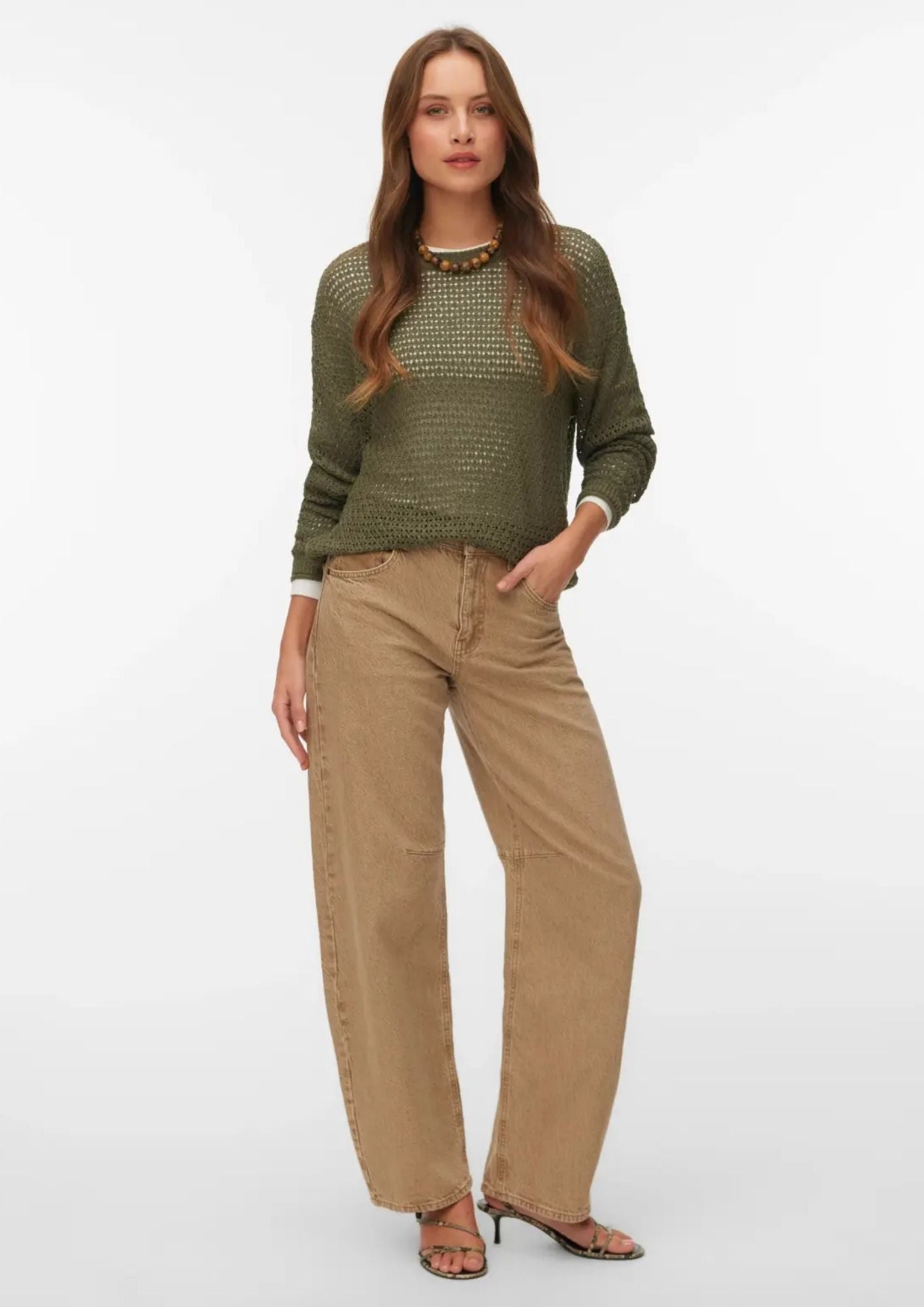 Vero Moda Pullover Donna Charlene Verde 10340125 Kalamata SOLID VERO MODA