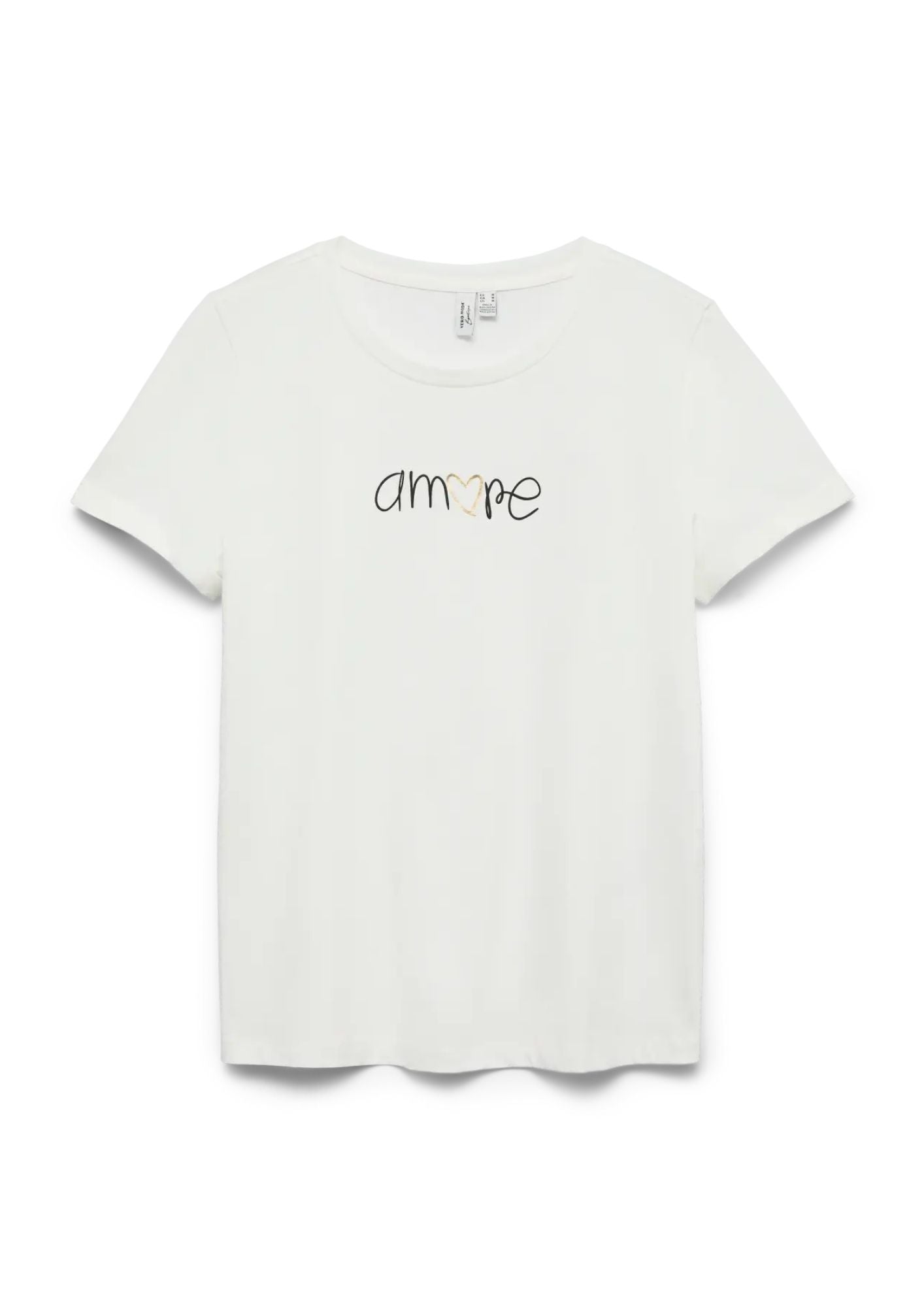 Vero Moda Top Donna Ikami Bianco con Stampa Amore 10340181 Snow White AMORE VERO MODA
