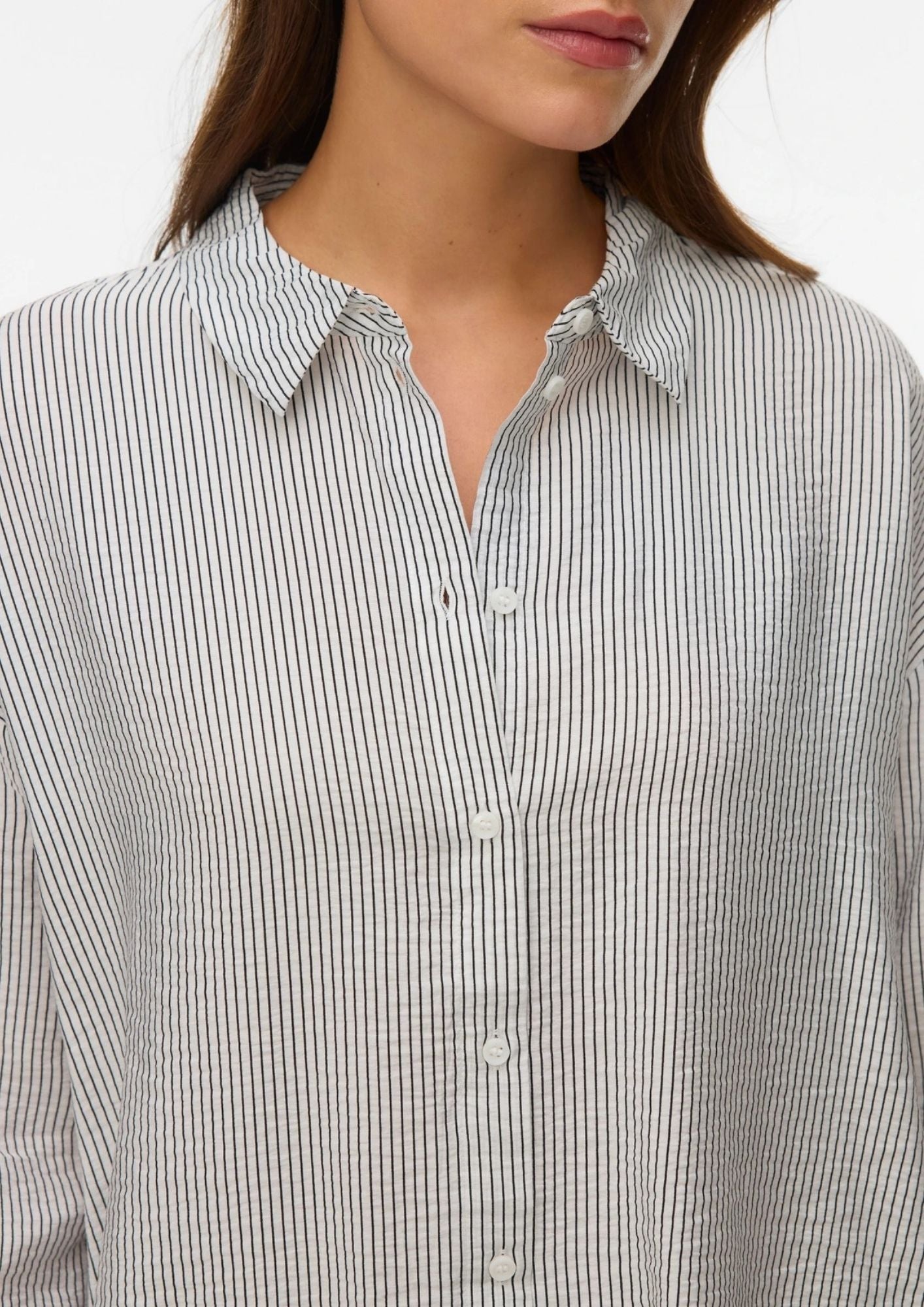 Vero Moda Camicia Donna Kaja Bianca Righe Nere 10340687 Snow White Amanda Black VERO MODA