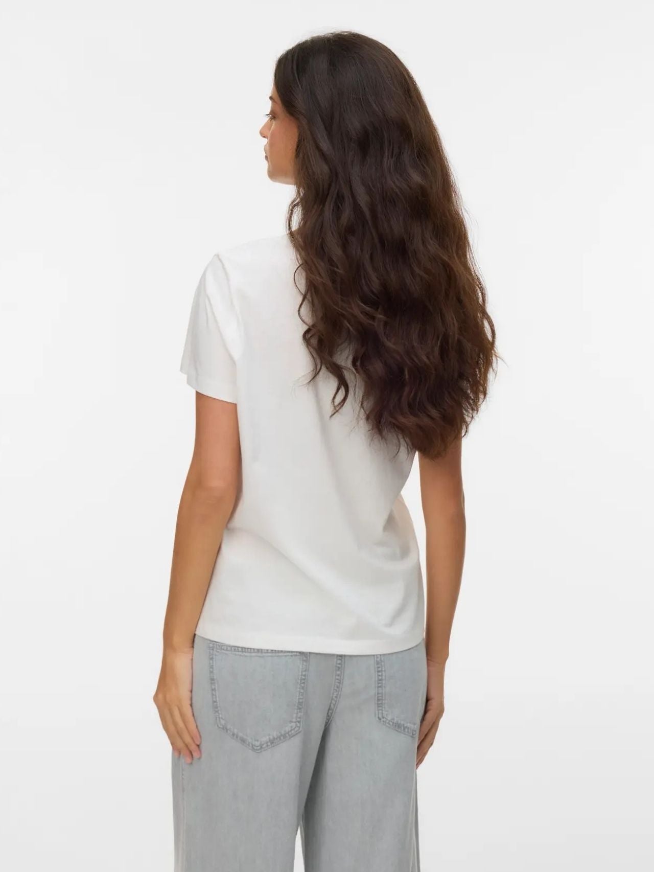 Vero Moda T-Shirt Donna Kilano Bianca Stampa Black Happy 10340971 Snow White BLACK HAPPY VERO MODA