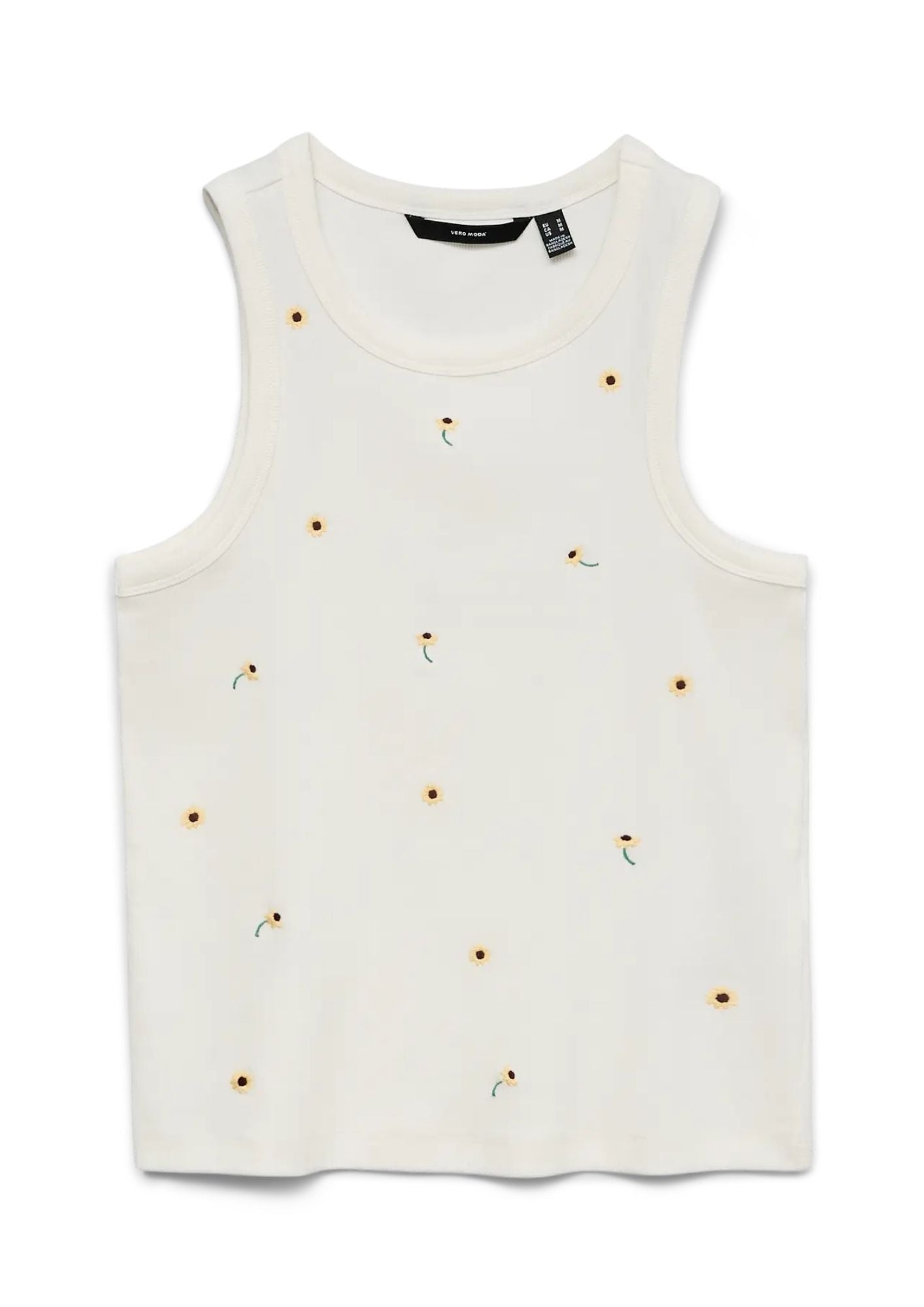 Vero Moda Top Donna Naja Bianca con Stampa Sunflower 10341964 Snow White SUNFLOWER VERO MODA