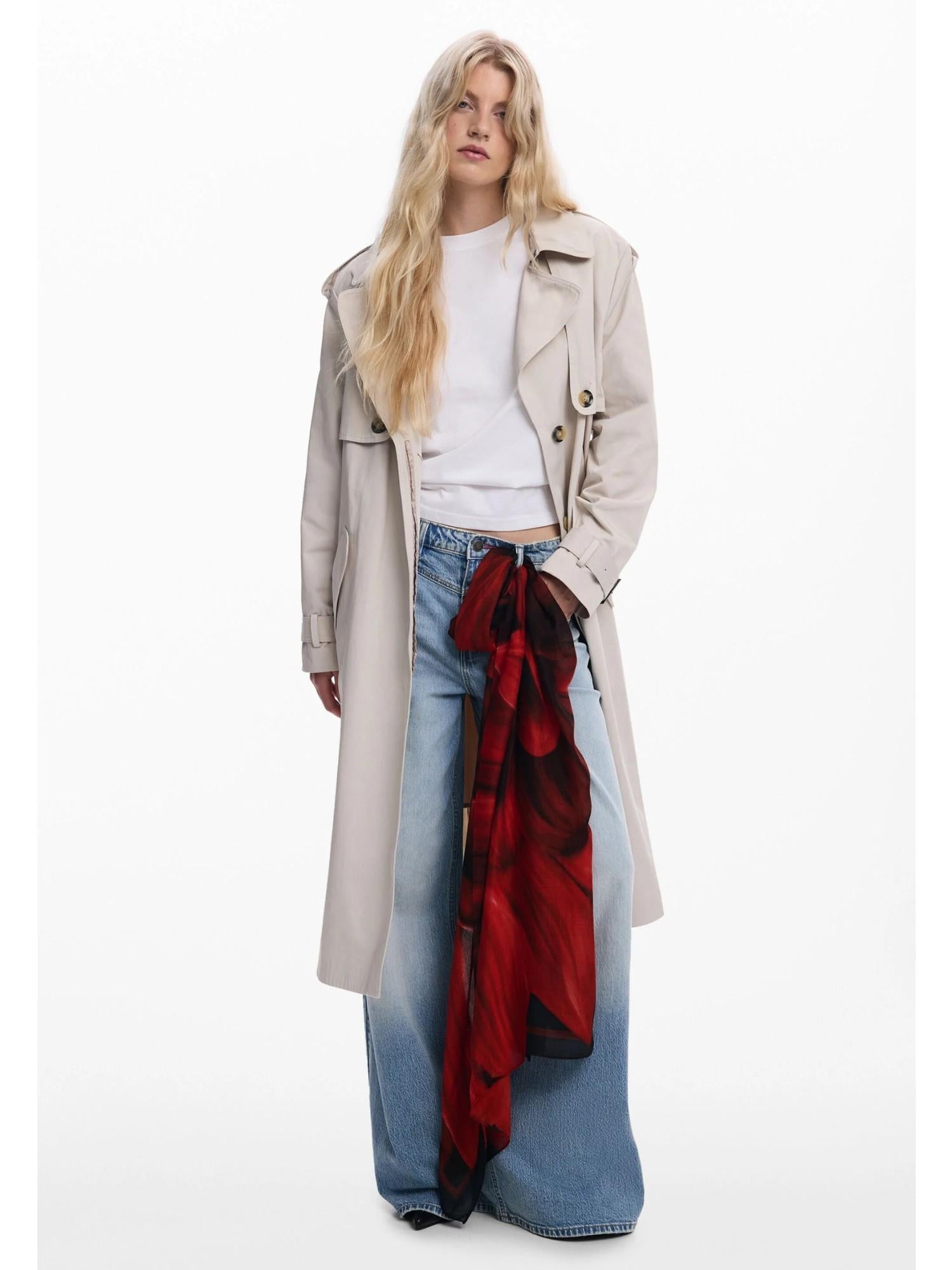 DESIGUAL Desigual Foulard rettangolare a fiori Donna Nero Foulard