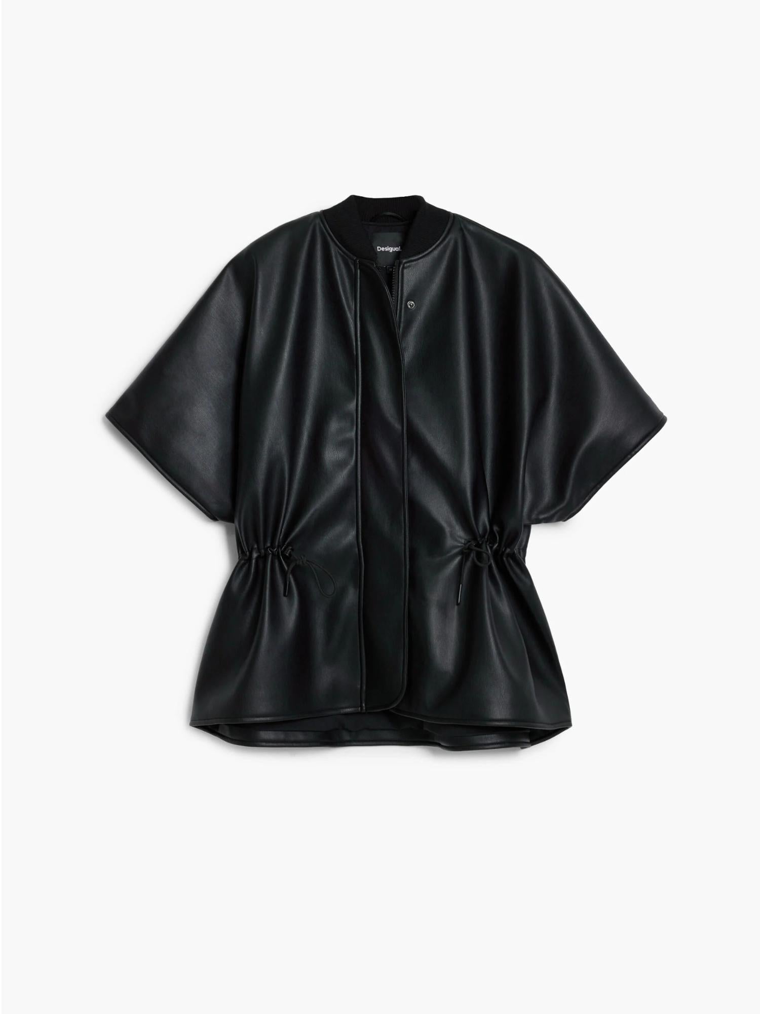 DESIGUAL Desigual Poncho effetto pelle a rilievi Donna Nero Sciarpa