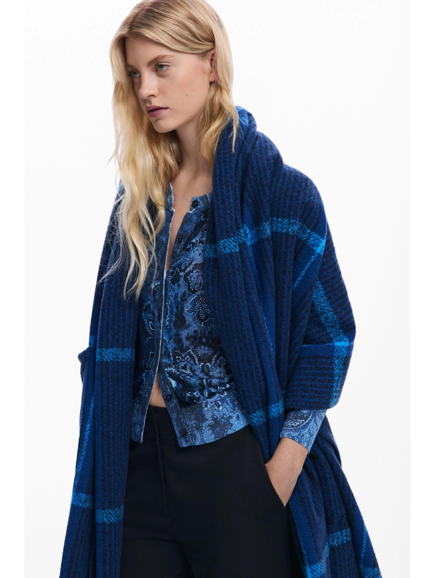 DESIGUAL Desigual Sciarpa mantella a quadri Donna Blu Sciarpa