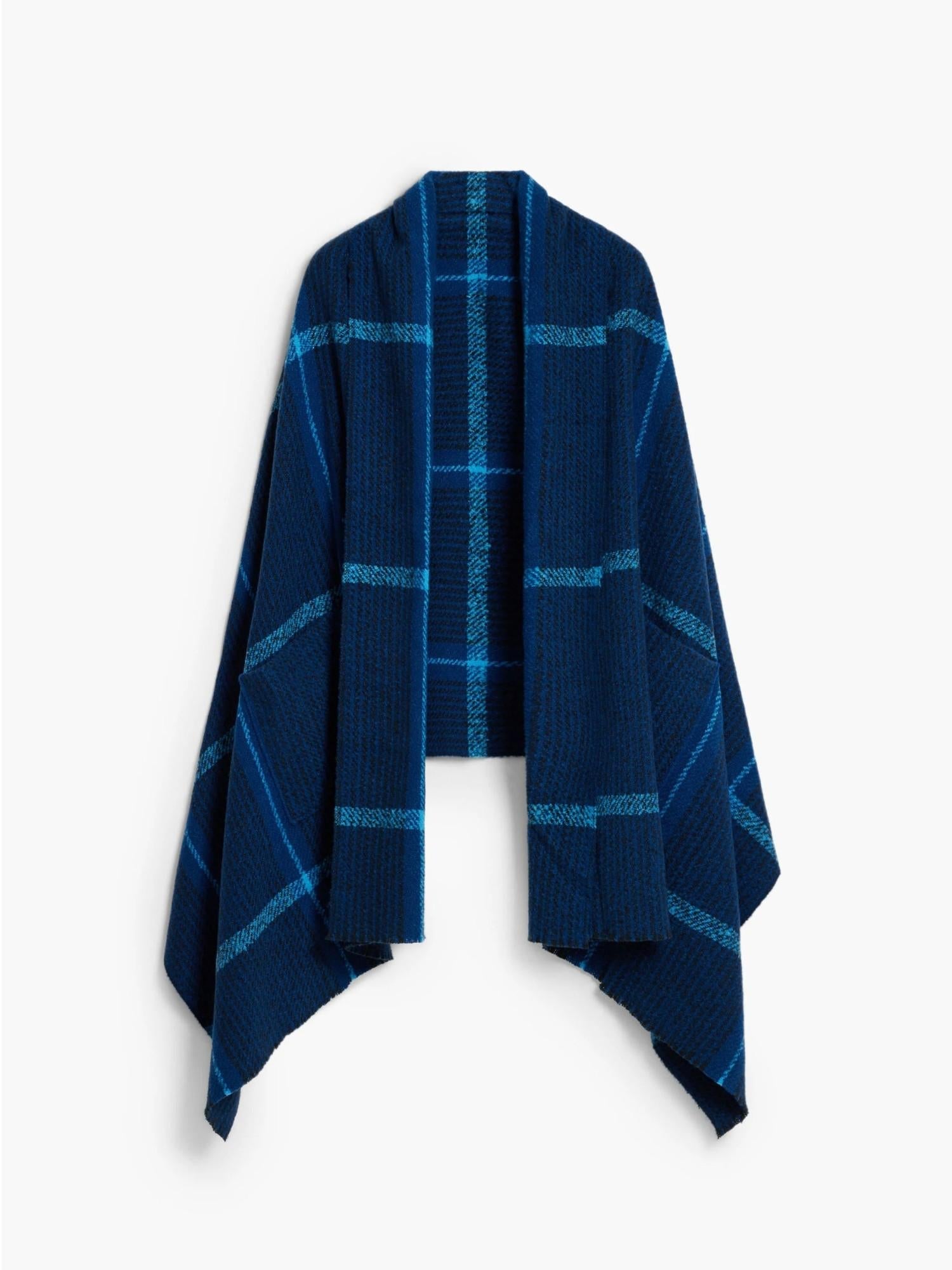 DESIGUAL Desigual Sciarpa mantella a quadri Donna Blu Sciarpa