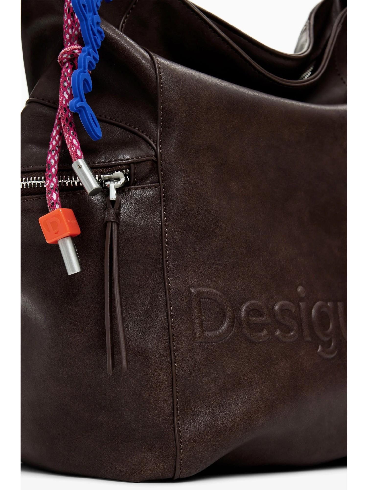 DESIGUAL Desigual Zaino effetto camoscio con logo grande Donna Marrone Zaino