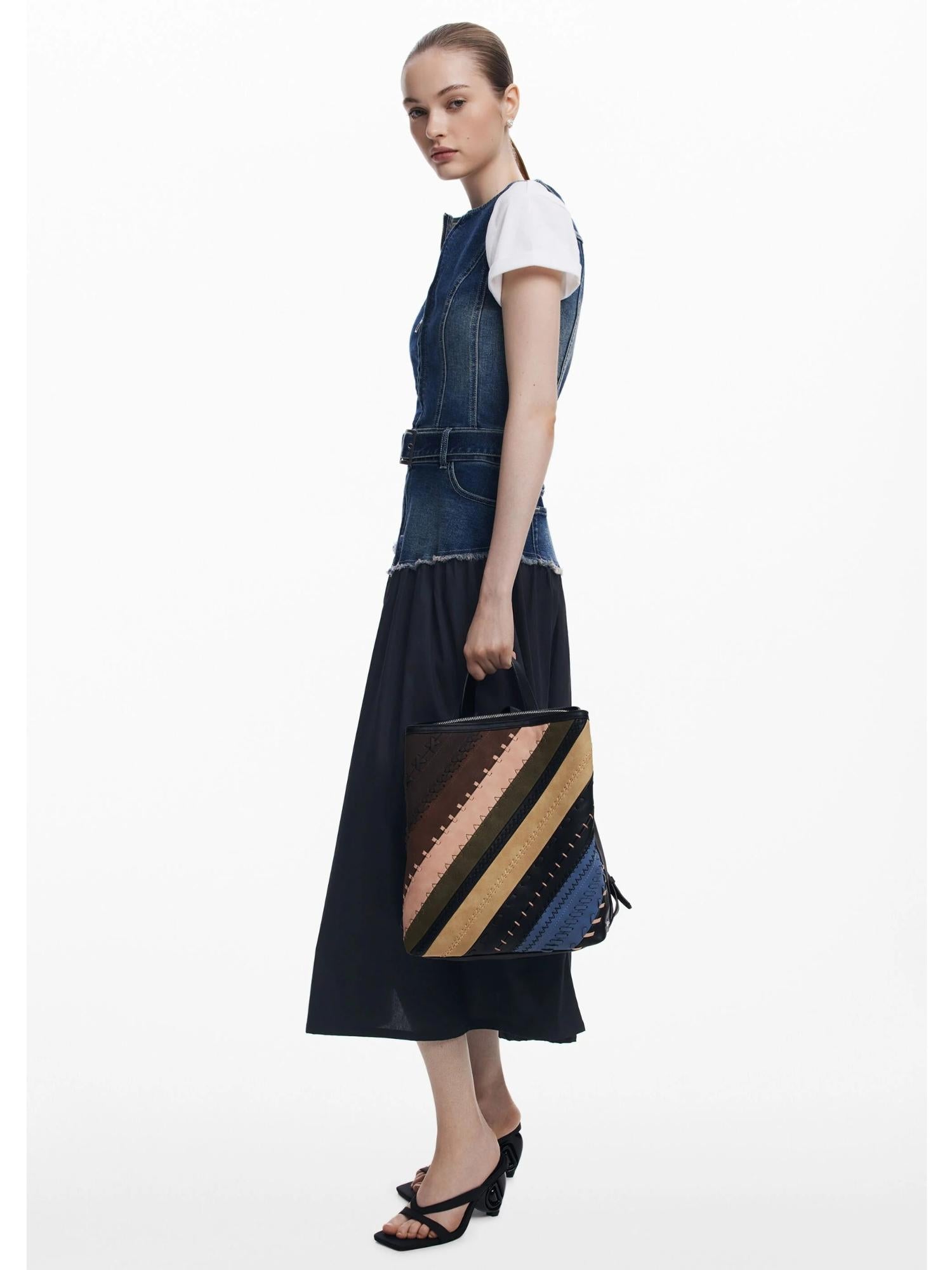 DESIGUAL Desigual Zaino effetto pelle cuciture media Donna Marrone Zaino