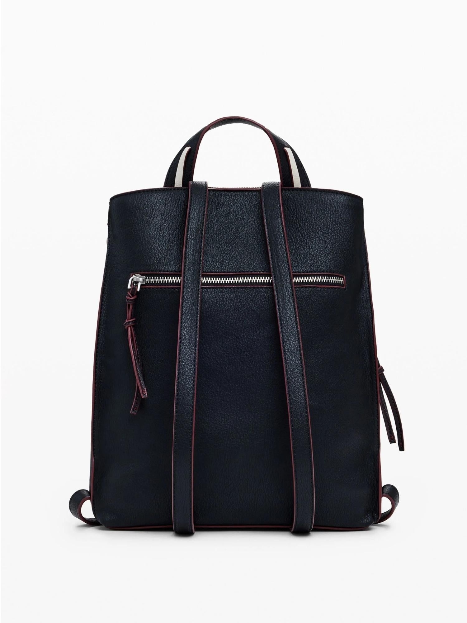 DESIGUAL Desigual Zaino grande effetto pelle con impunture Donna Nero Zaino