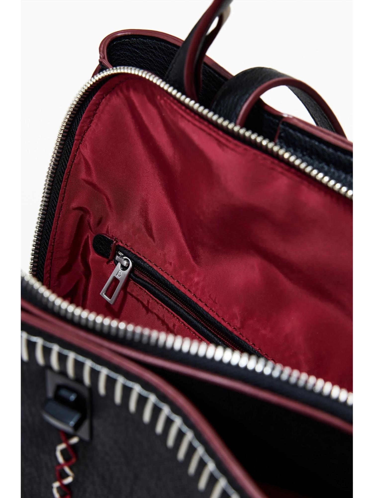 DESIGUAL Desigual Zaino grande effetto pelle con impunture Donna Nero Zaino