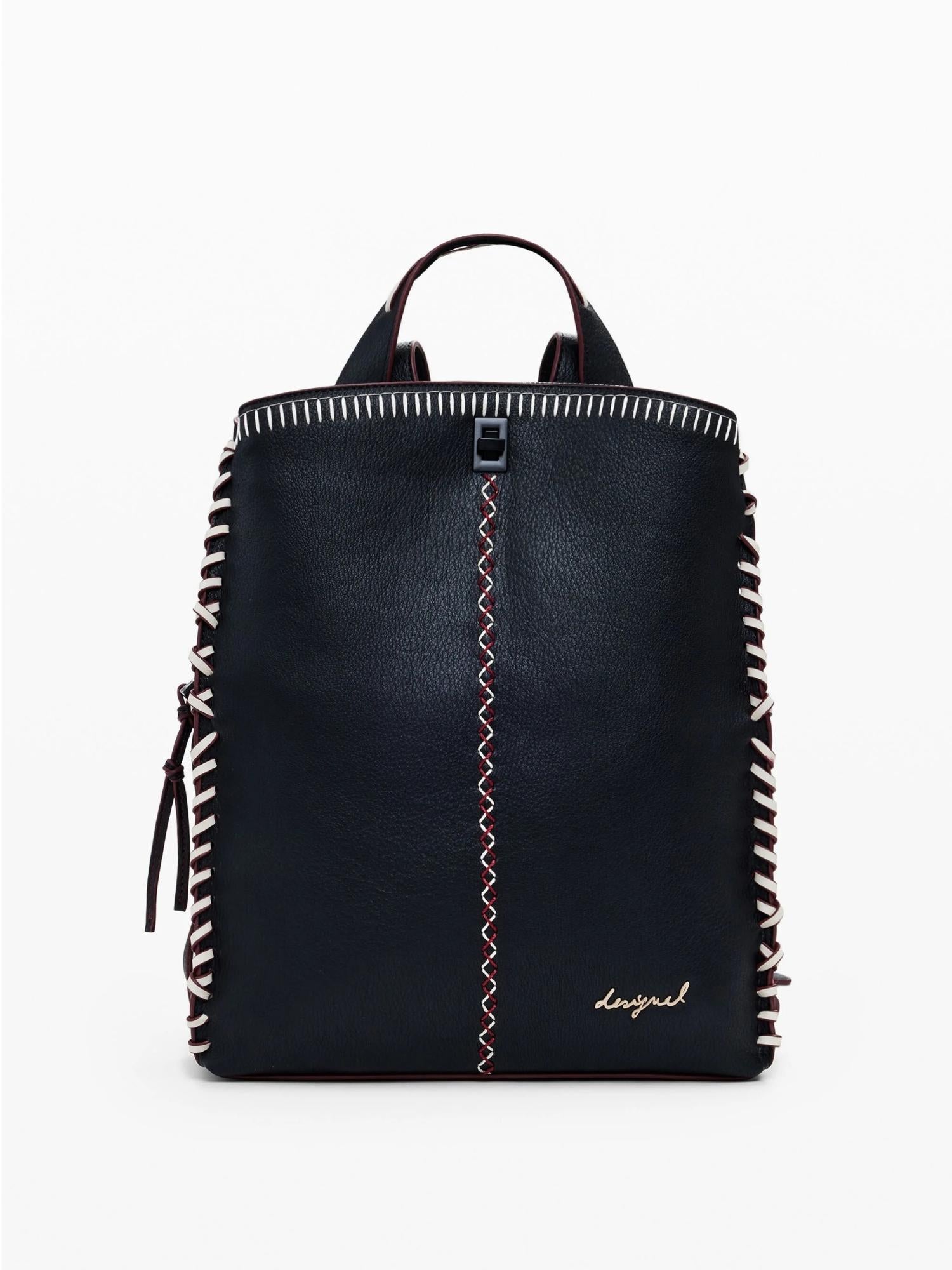 DESIGUAL Desigual Zaino grande effetto pelle con impunture Donna Nero Zaino