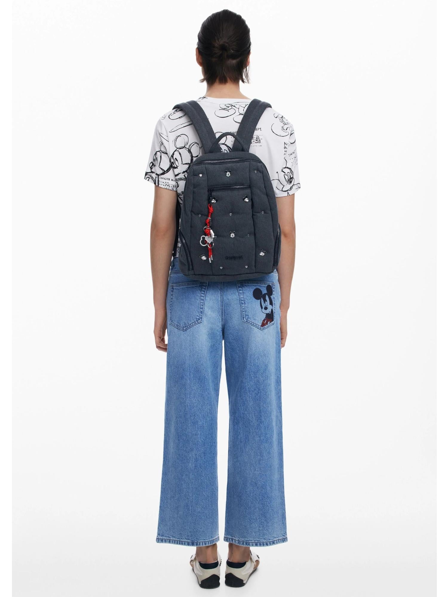 DESIGUAL Desigual Zaino in denim Mickey medio Donna Nero Zaino