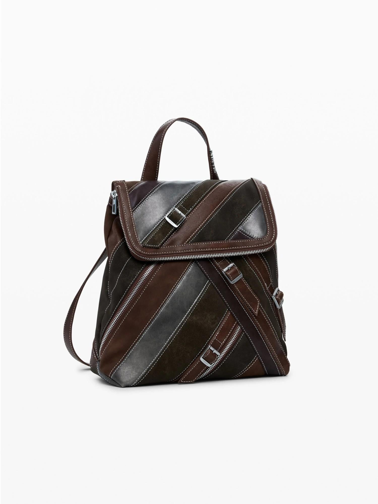 DESIGUAL Desigual Zaino piccolo con cinghie e cerniere Donna Marrone Zaino