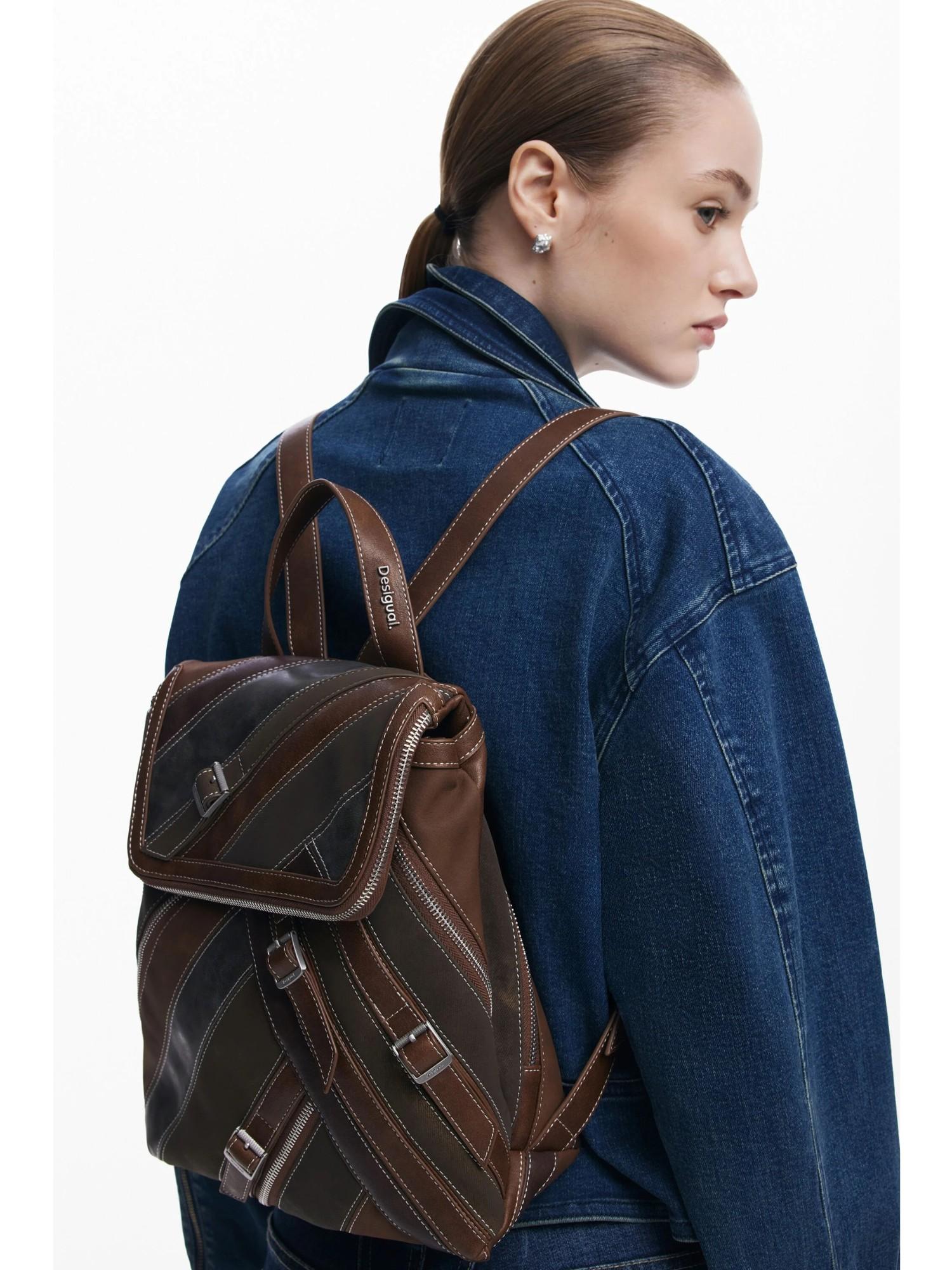 DESIGUAL Desigual Zaino piccolo con cinghie e cerniere Donna Marrone Zaino