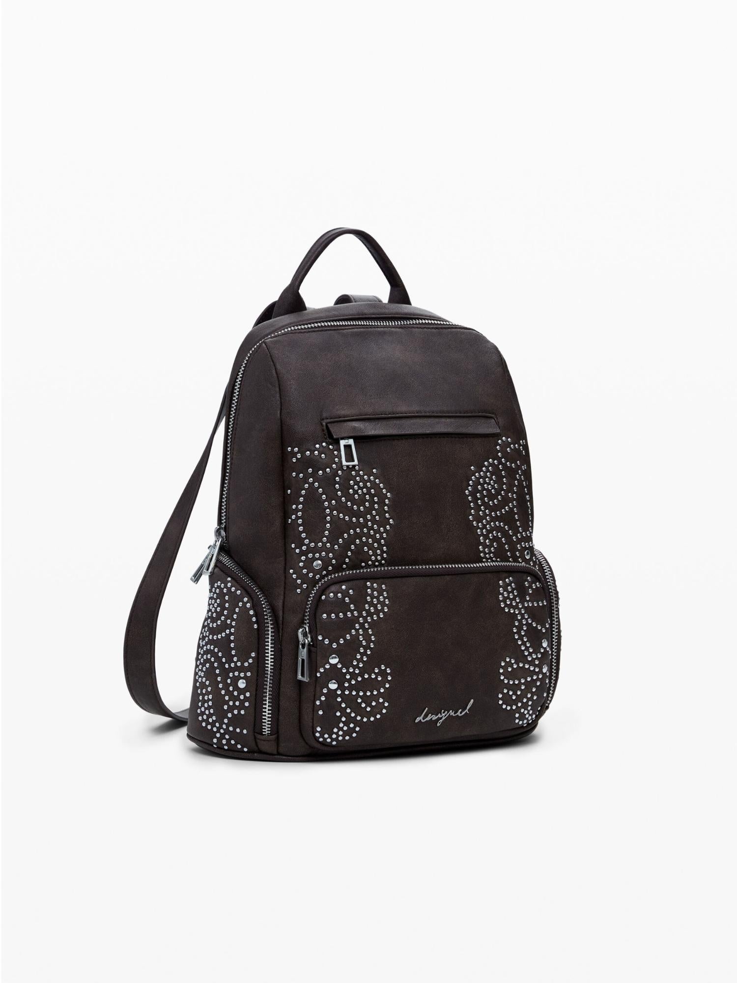 DESIGUAL Desigual Zaino piccolo con tasche e borchie Donna Marrone Zaino