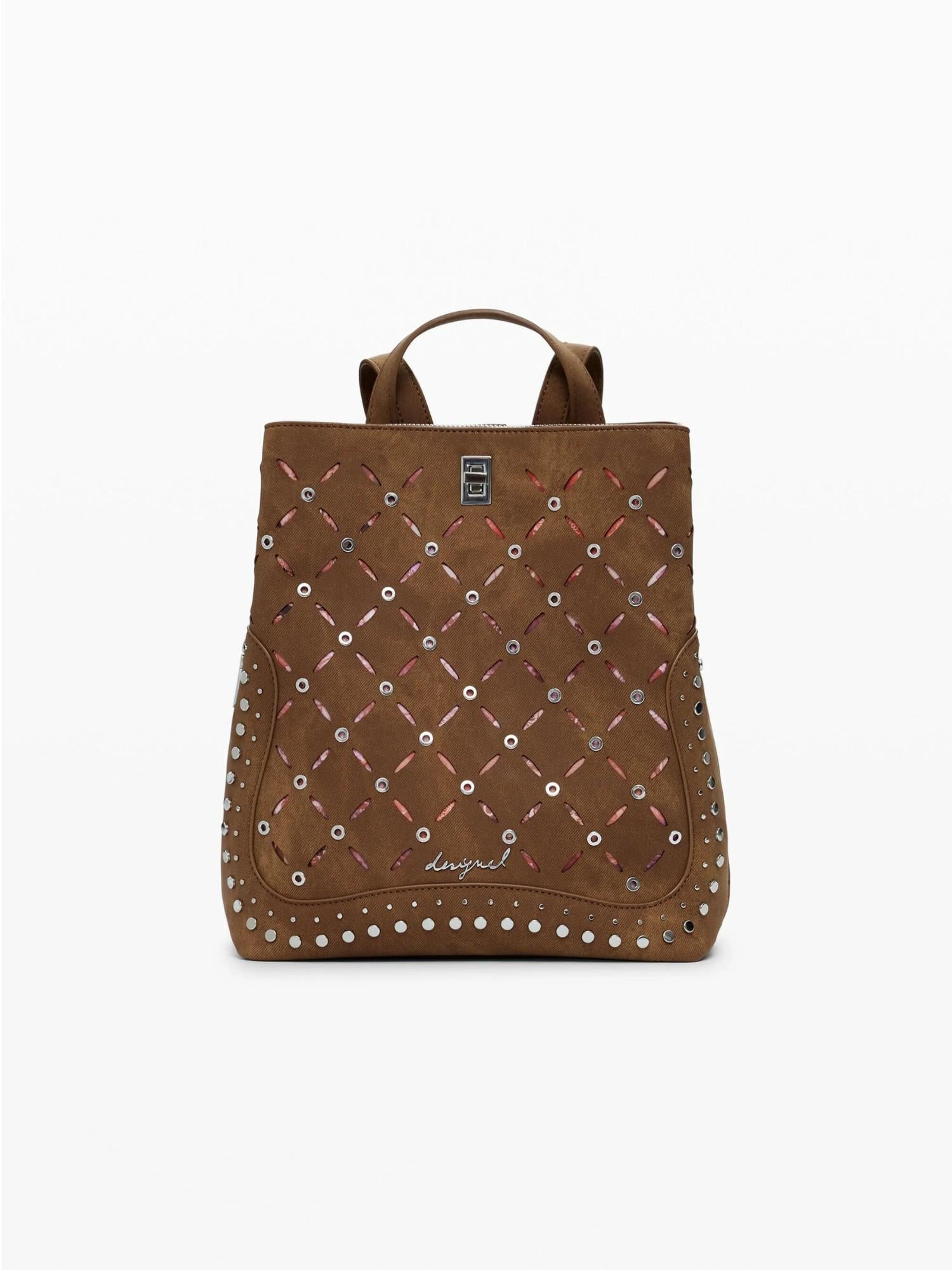 DESIGUAL Desigual Zaino traforato con borchie piccolo Donna Marrone Zaino