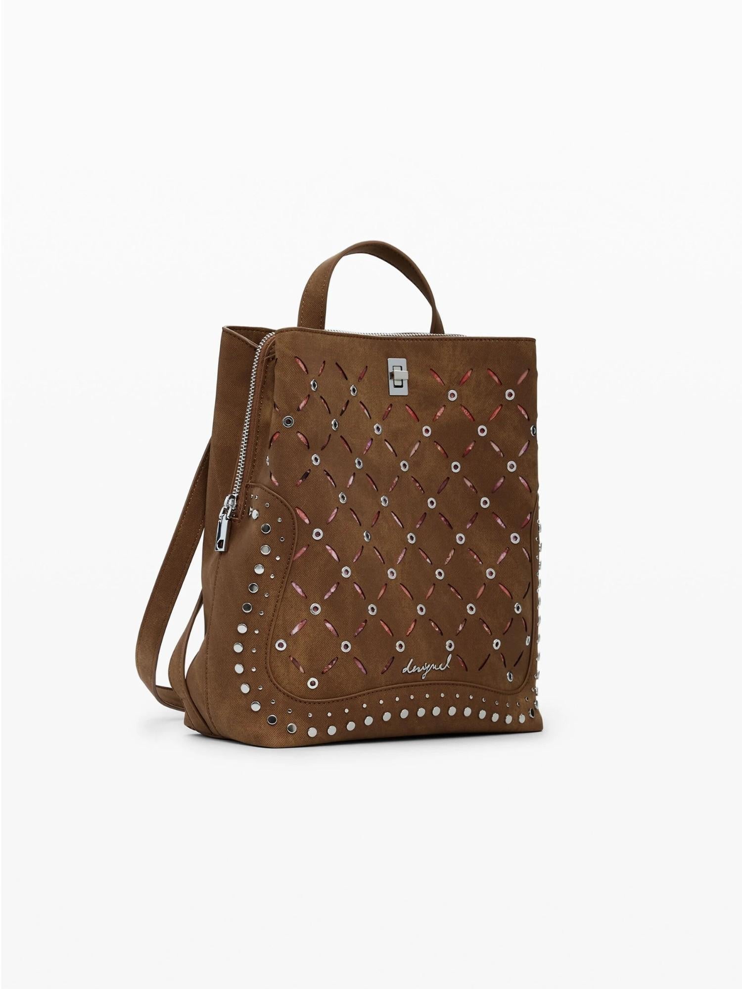 DESIGUAL Desigual Zaino traforato con borchie piccolo Donna Marrone Zaino
