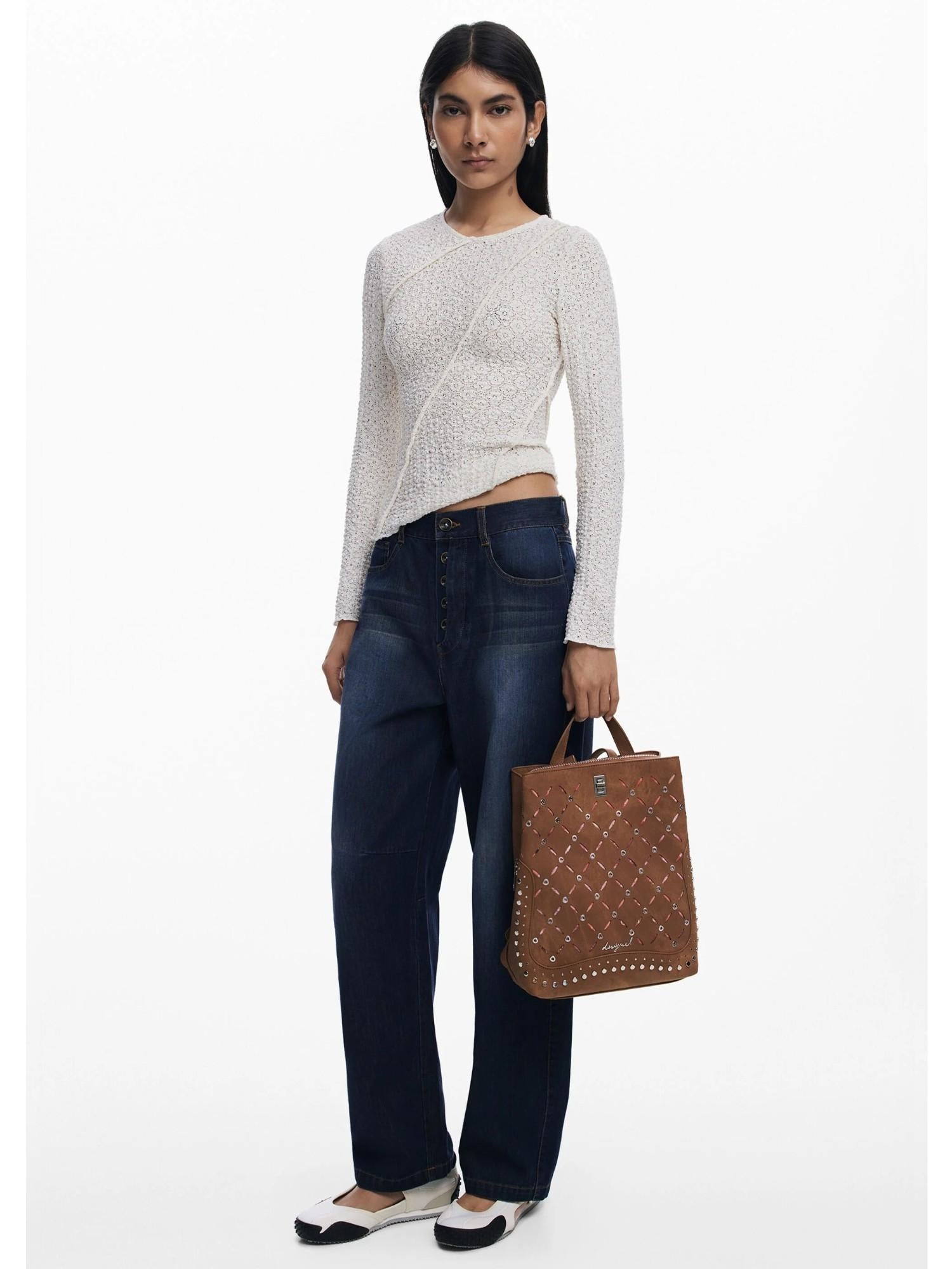 DESIGUAL Desigual Zaino traforato con borchie piccolo Donna Marrone Zaino