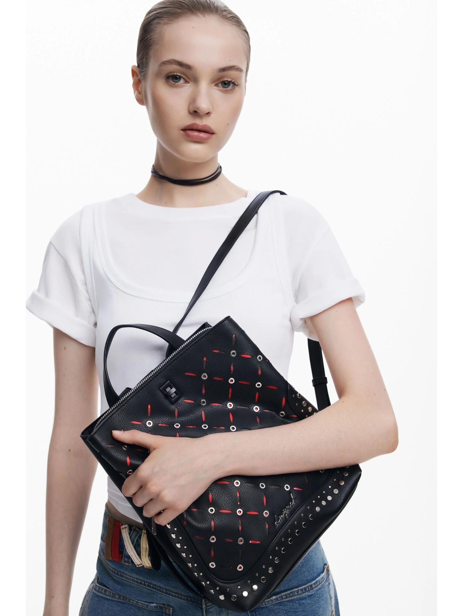 DESIGUAL Desigual Zaino traforato con borchie piccolo Donna Nero Zaino