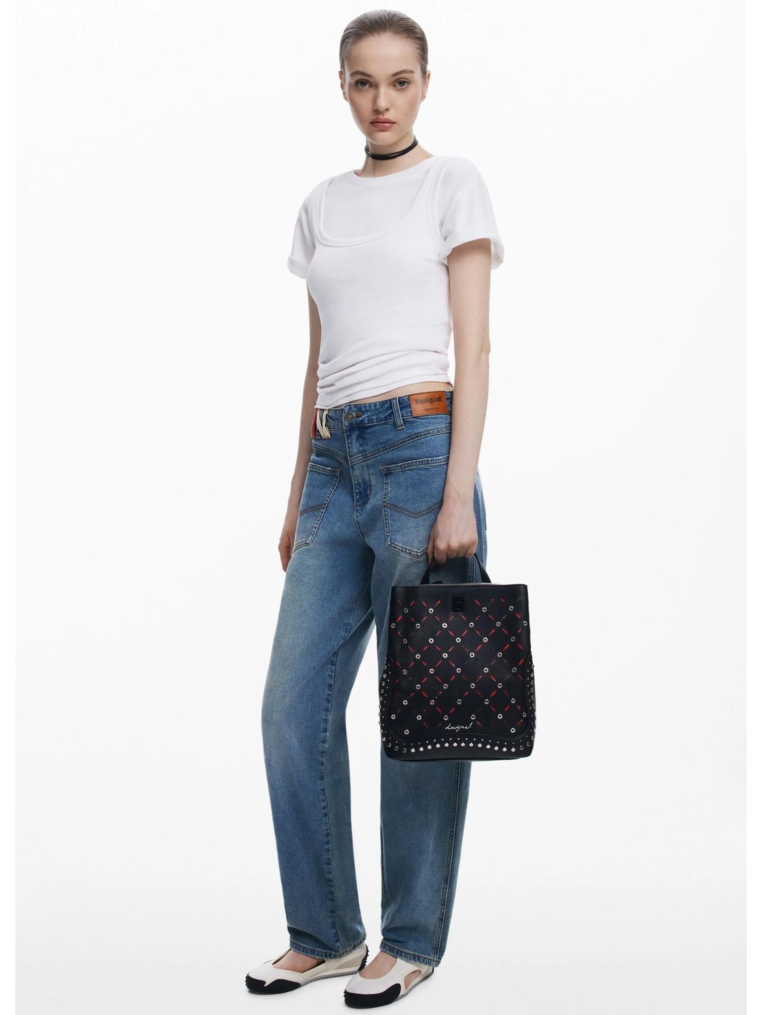 DESIGUAL Desigual Zaino traforato con borchie piccolo Donna Nero Zaino